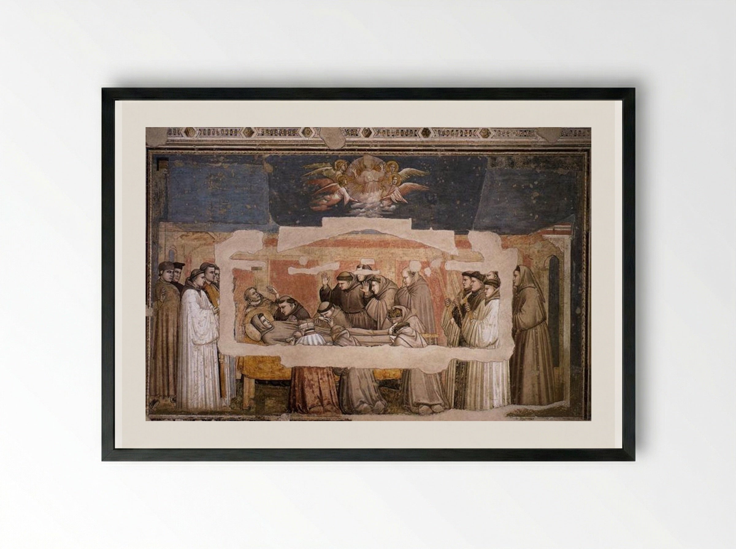 The Death of St. Francis - Giotto di Bondone - Framed Print Black