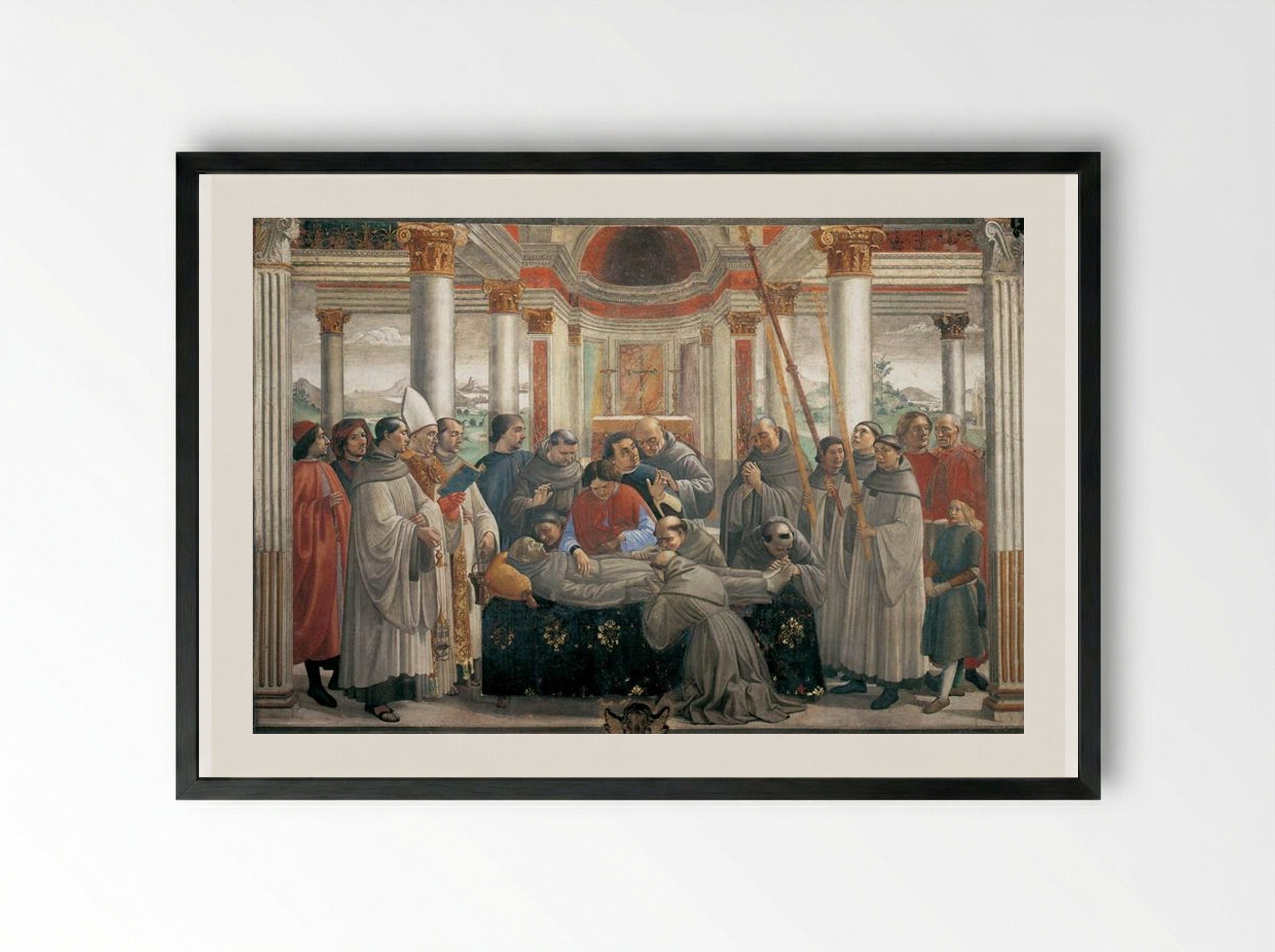The Death of St. Francis - Domenico Ghirlandaio - Framed Print Black