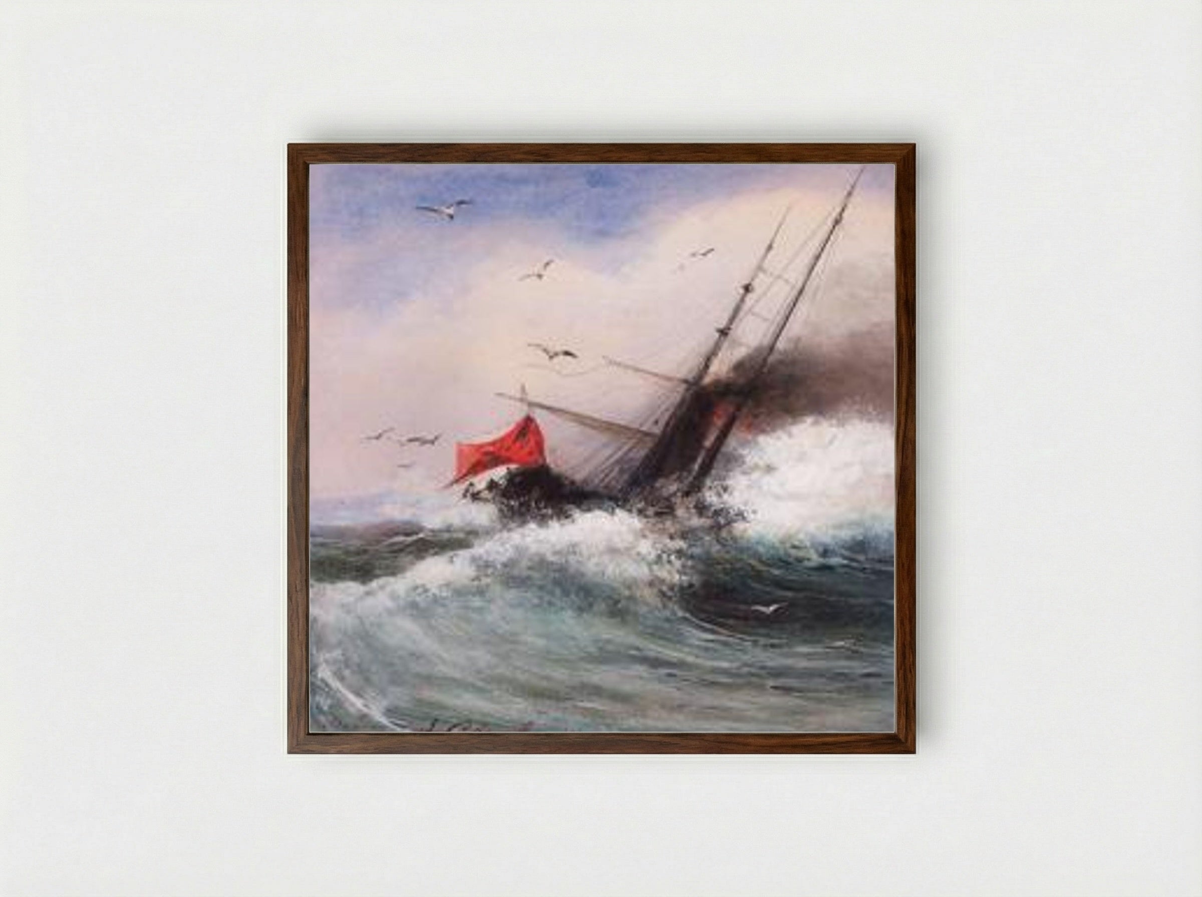 The Death of the Ship at Sea - Aleksey Savrasov - Framed Print Dark Wood