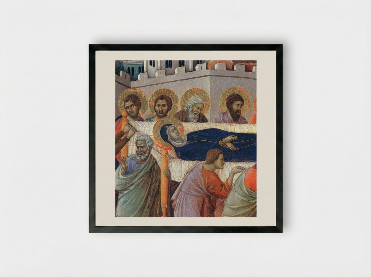 The Death of the Virgin - Duccio di Buoninsegna - Framed Print Black