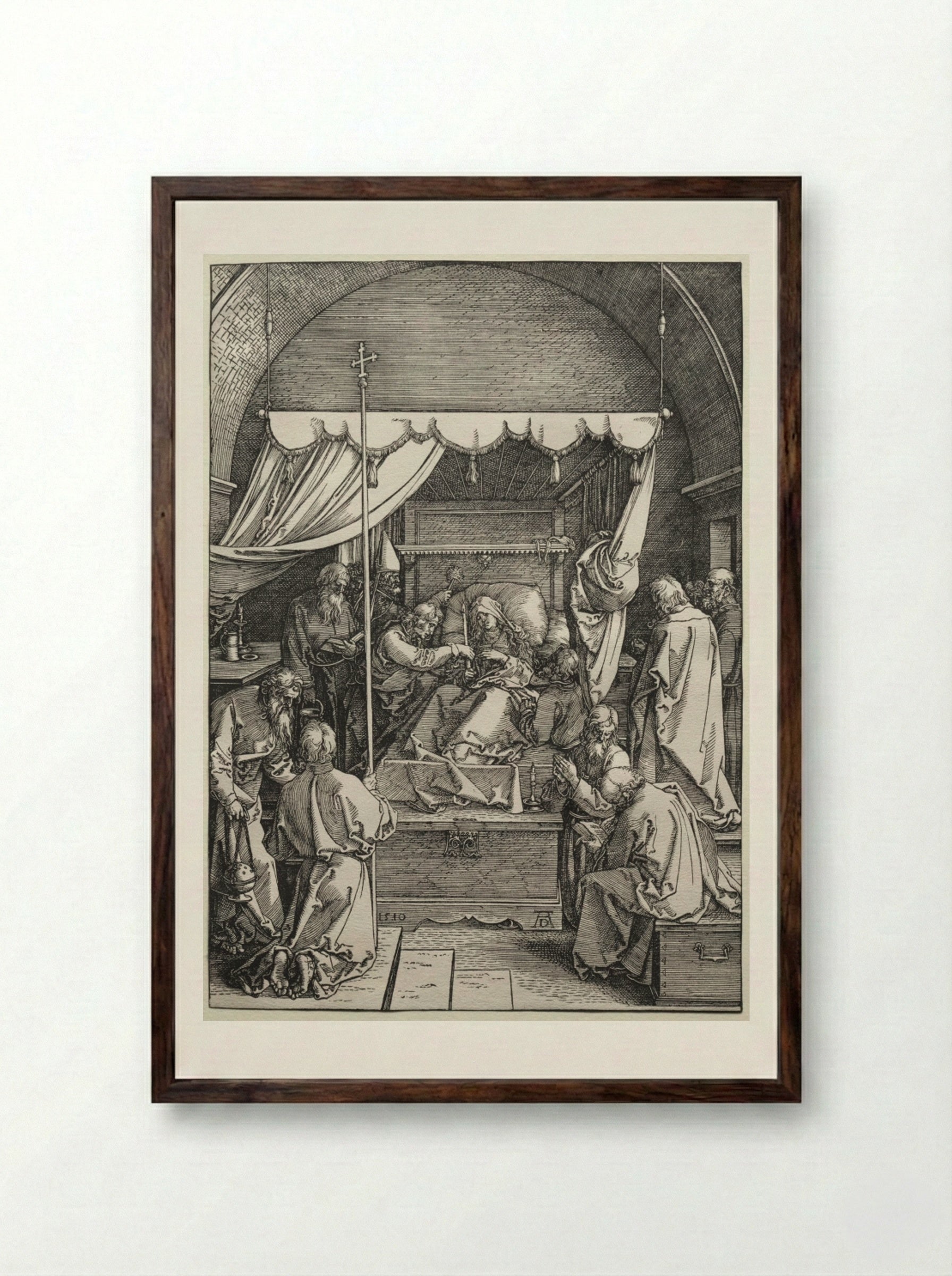 The Death of the Virgin - Albrecht Dürer - Framed Print Dark Wood