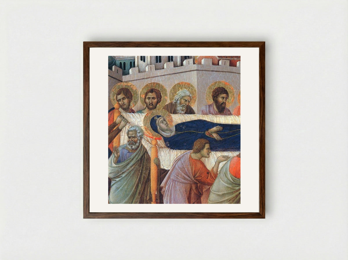 The Death of the Virgin - Duccio di Buoninsegna - Framed Print Dark Wood