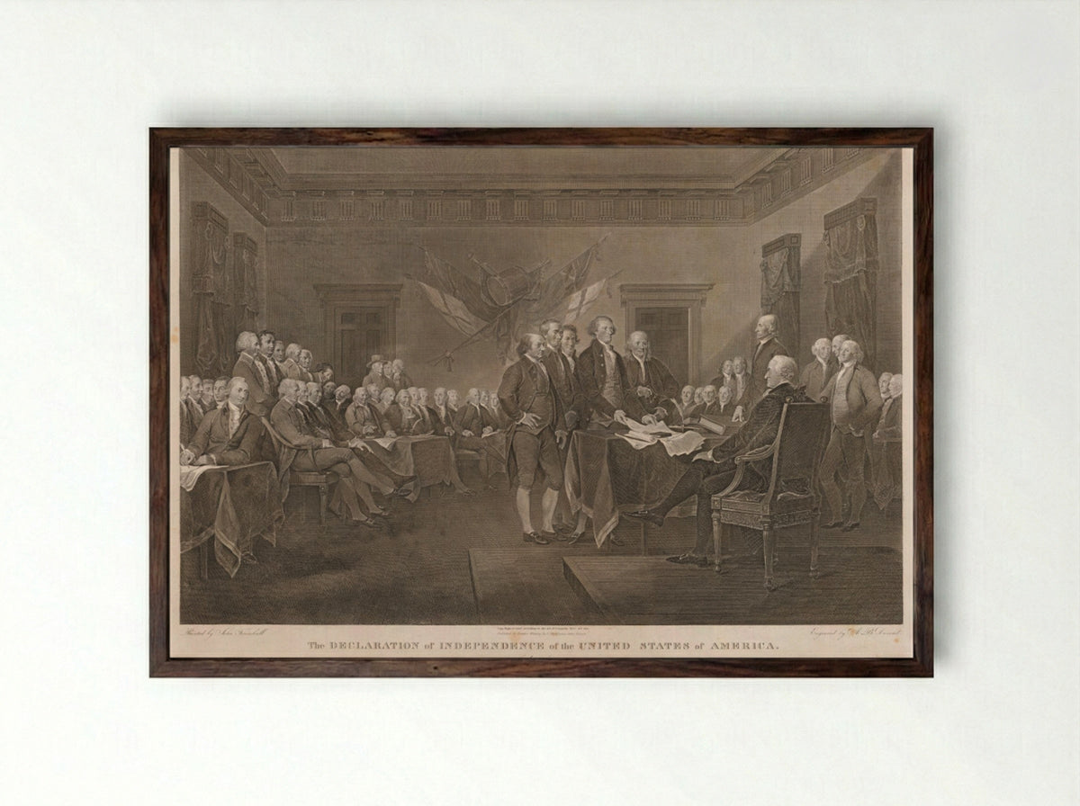 The Declaration of Independence - Asher B. Durand - Framed Print Dark Wood