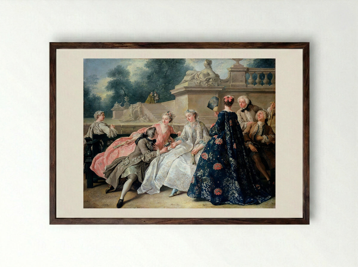 The Declaration of Love - Jean-François de Troy - Framed Print Dark Wood