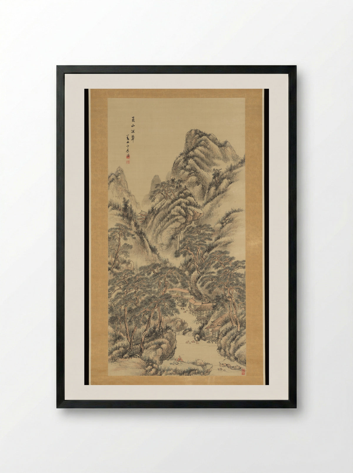 The Deep Green of Summer Mountains - Hine Taizan - Framed Print Black
