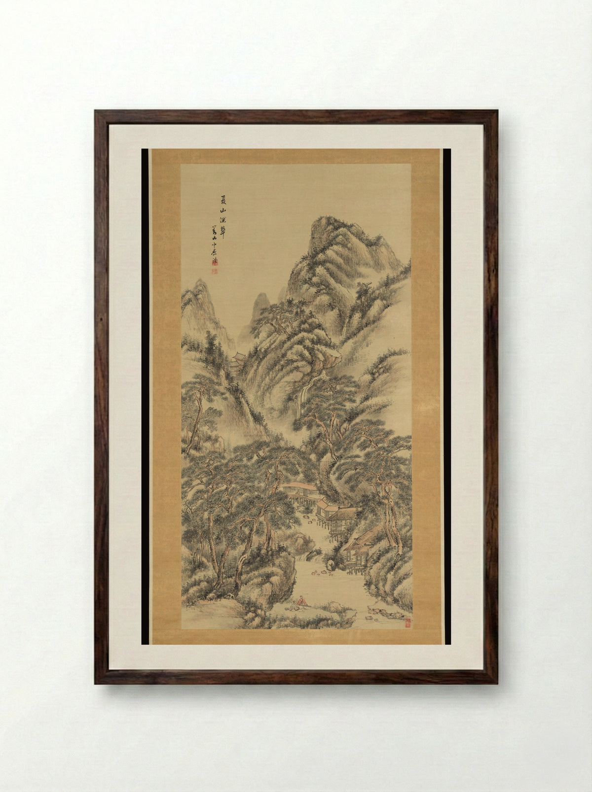 The Deep Green of Summer Mountains - Hine Taizan - Framed Print Dark Wood