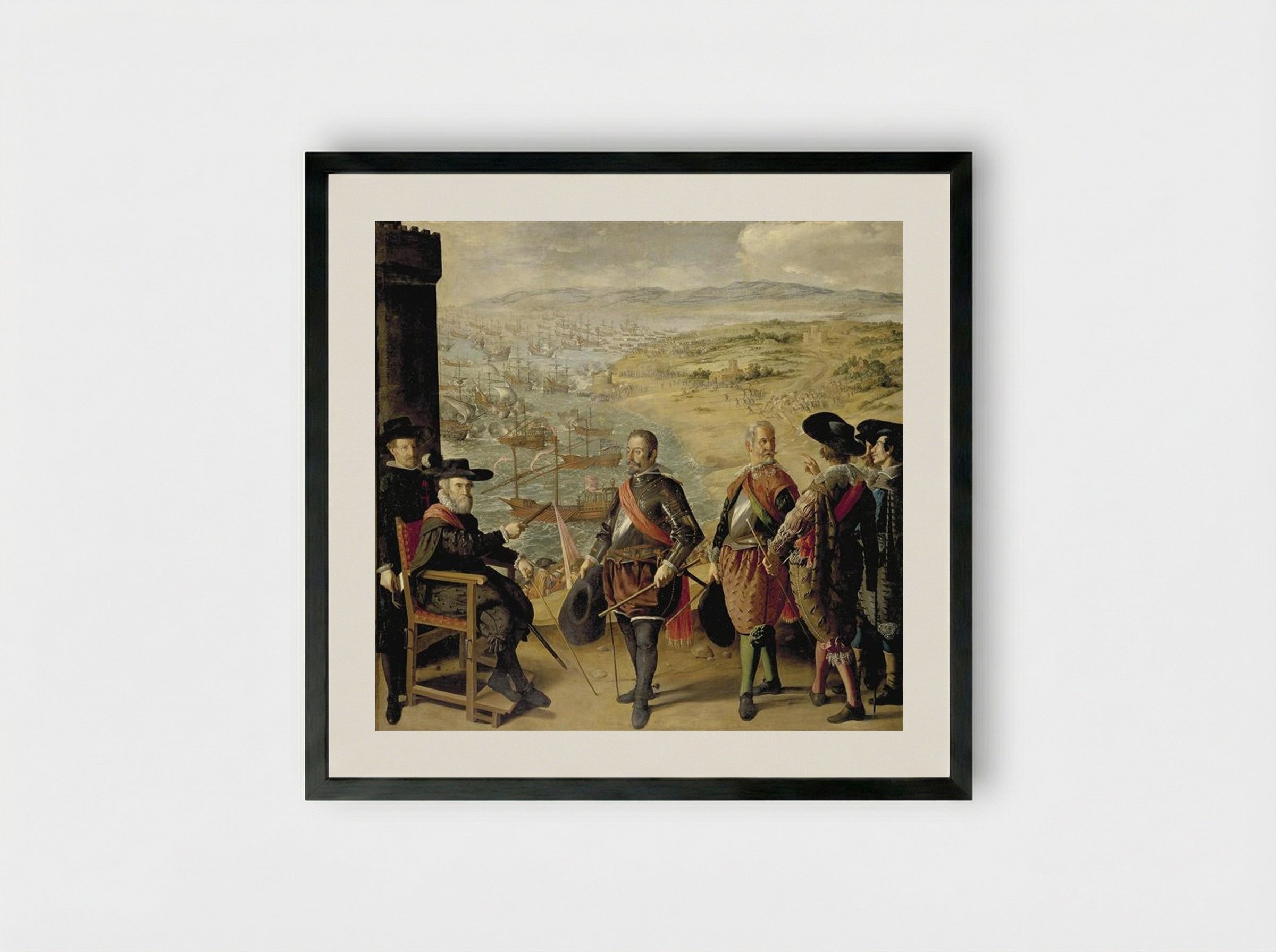 The Defence of Cadiz against the English - Francisco de Zurbarán - Framed Print Black