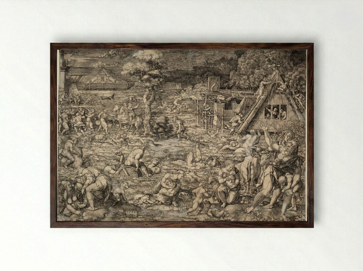 The Deluge - Dirk Vellert - Framed Print Dark Wood