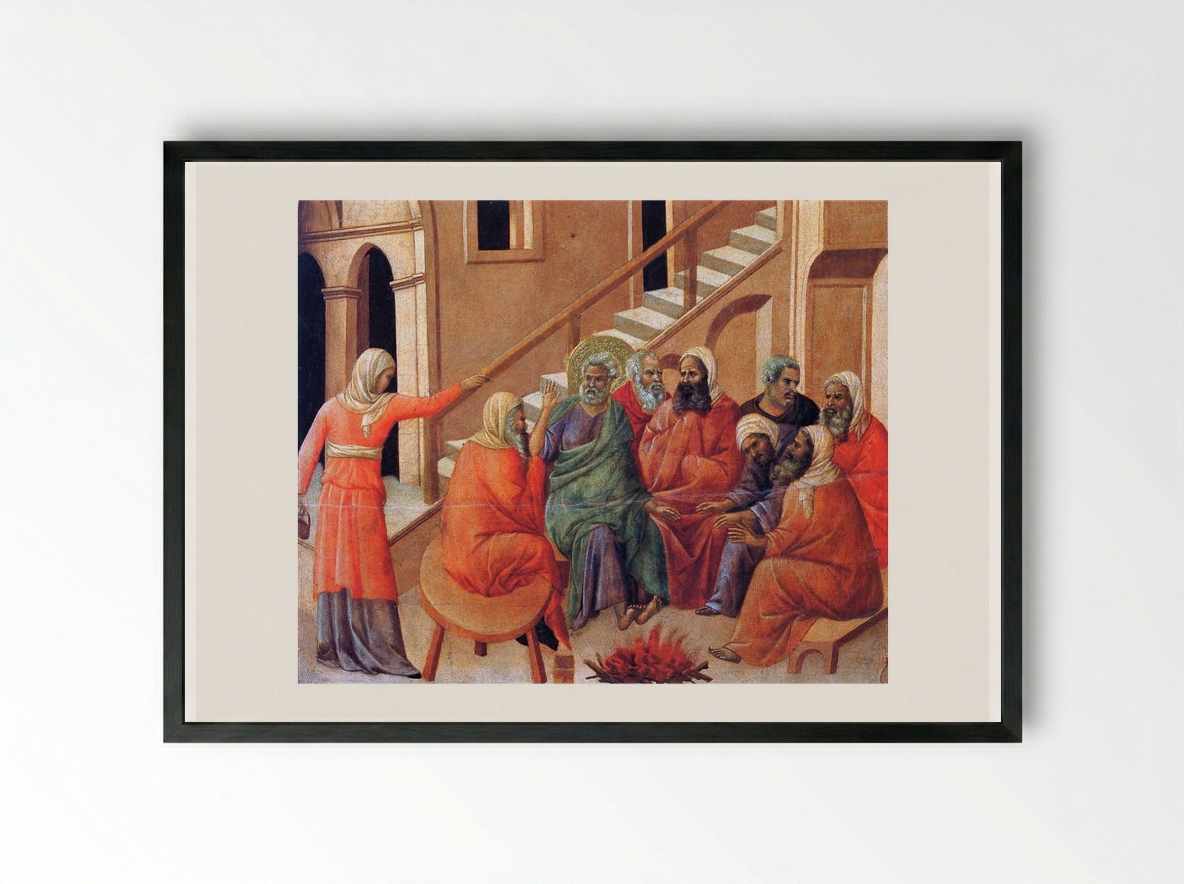 The Denial of Saint Peter - Duccio di Buoninsegna - Framed Print Black