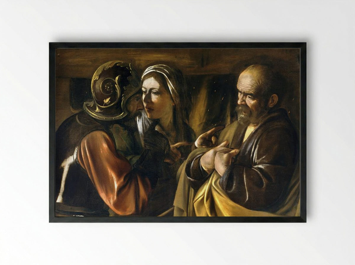 The Denial of Saint Peter - Michelangelo Merisi da Caravaggio - Framed Print Black