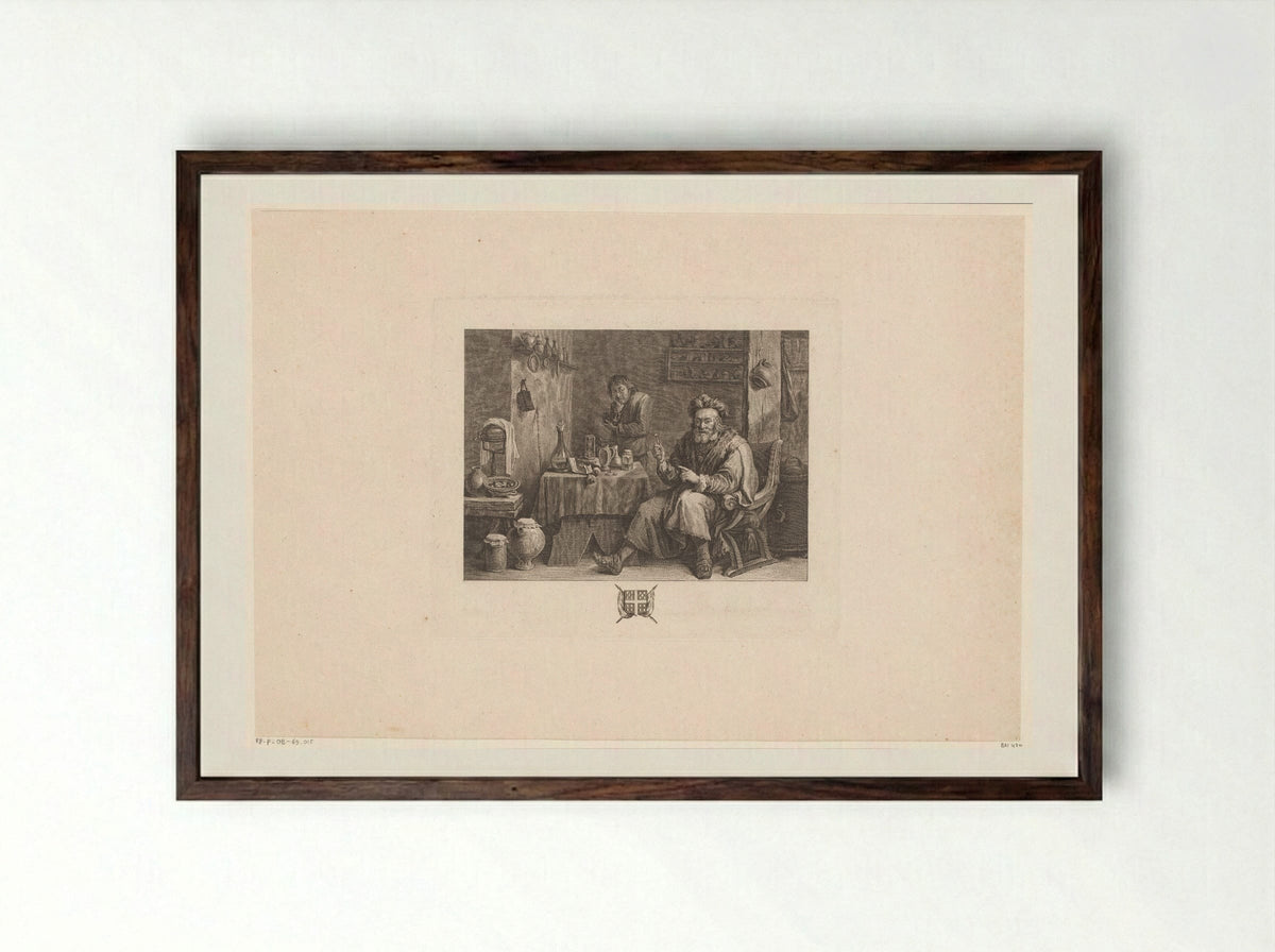 The Dentist - Jacques-Philippe Le Bas - Framed Print Dark Wood