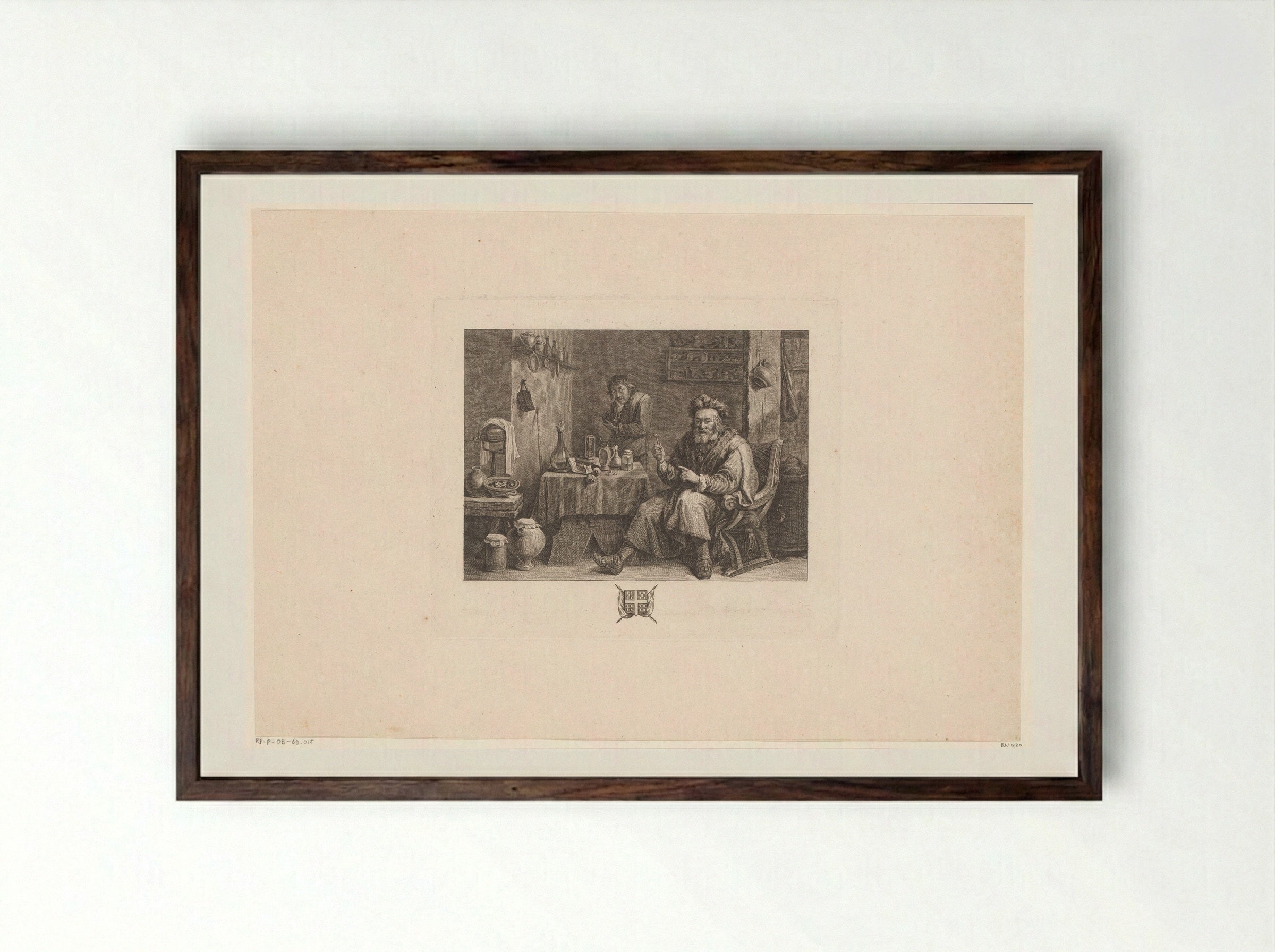 The Dentist - Jacques-Philippe Le Bas - Framed Print Dark Wood