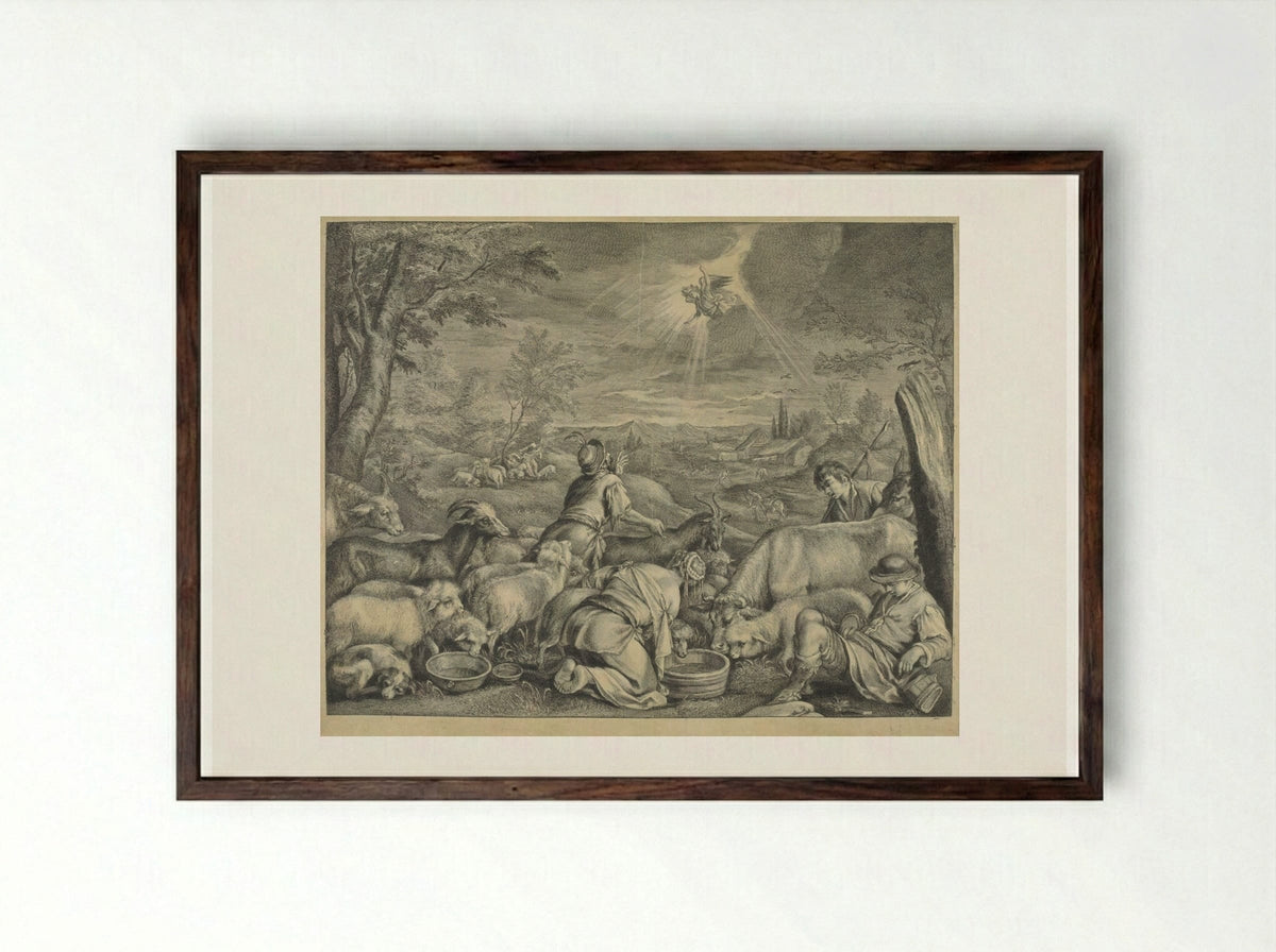 The Departure of Abraham for Sichem - Cornelis Visscher - Framed Print Dark Wood