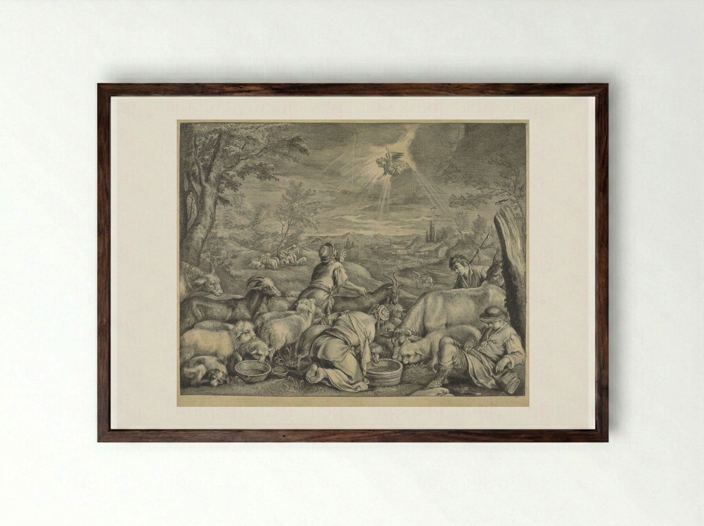 The Departure of Abraham for Sichem - Cornelis Visscher - Framed Print Dark Wood
