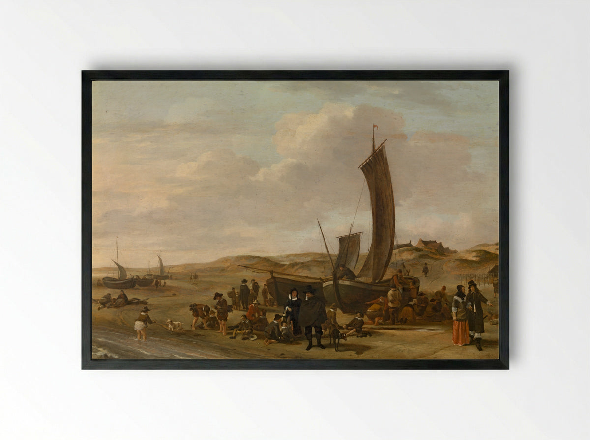 The Departure of Charles II from Scheveningen - Cornelis Beelt - Framed Print Black