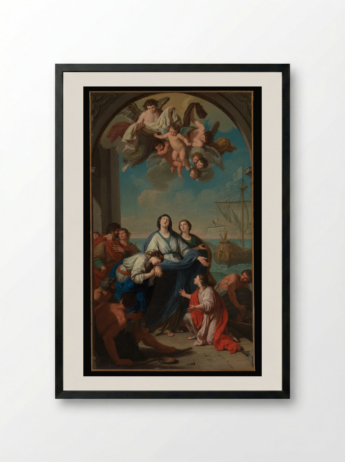The Departure of Saints Paula and Eustochium for the Holy Land - Giuseppe Bottani - Framed Print Black