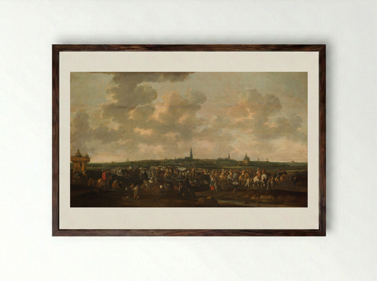 The Departure of the Spanish Garrison from Breda - Hendrick de Meijer - Framed Print Dark Wood