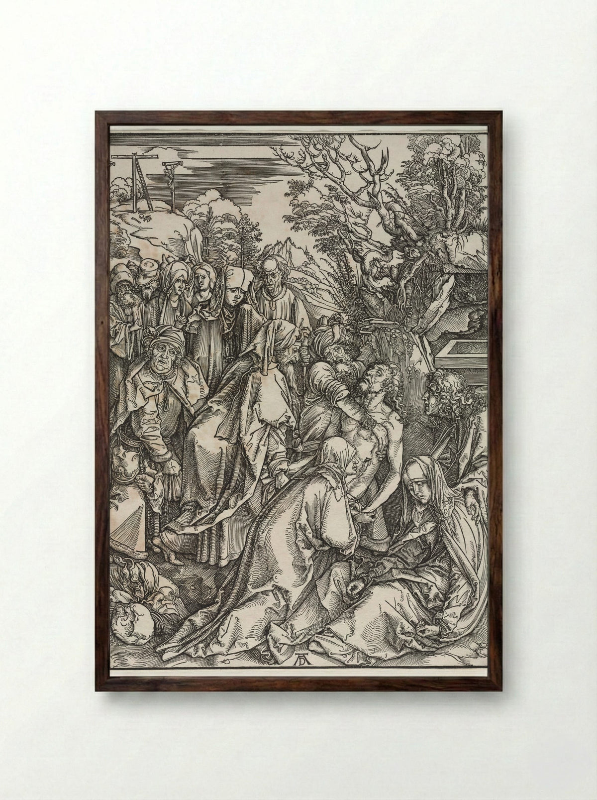 The Deposition - Albrecht Dürer - Framed Print Dark Wood