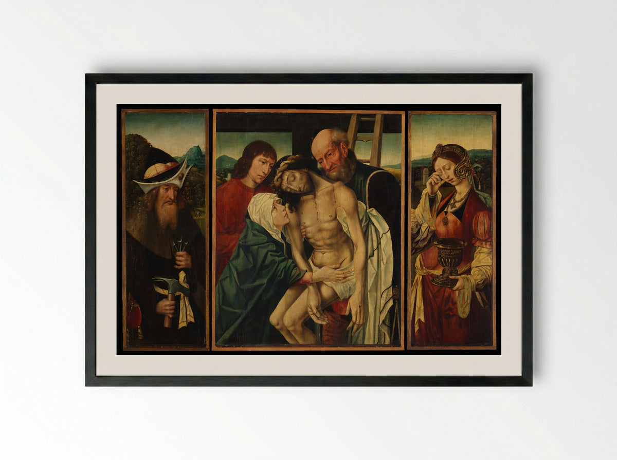 The Descent from the Cross - Master of the Holy Blood - Framed Print Black