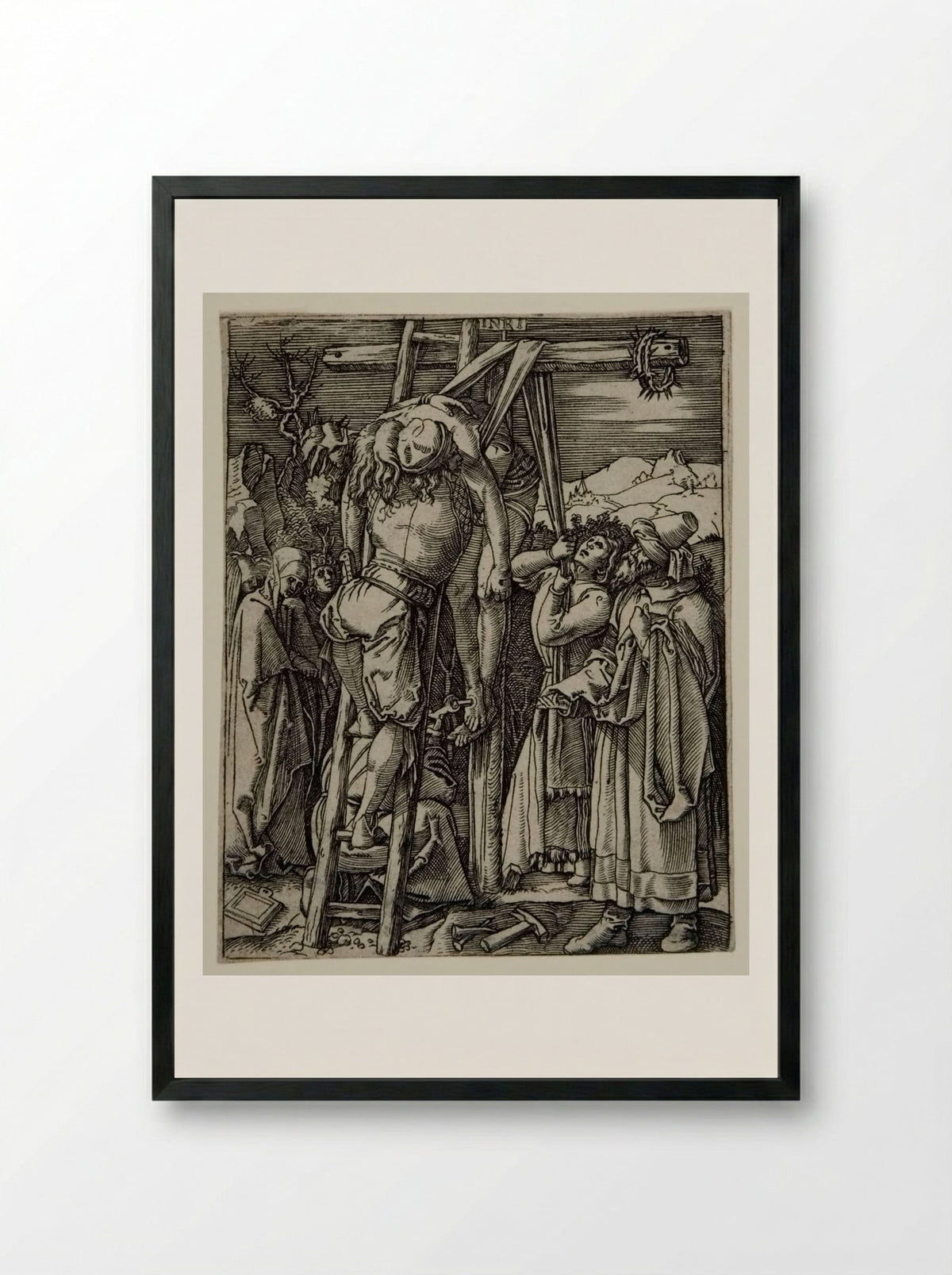 The Descent from the Cross - Marcantonio Raimondi - Framed Print Black