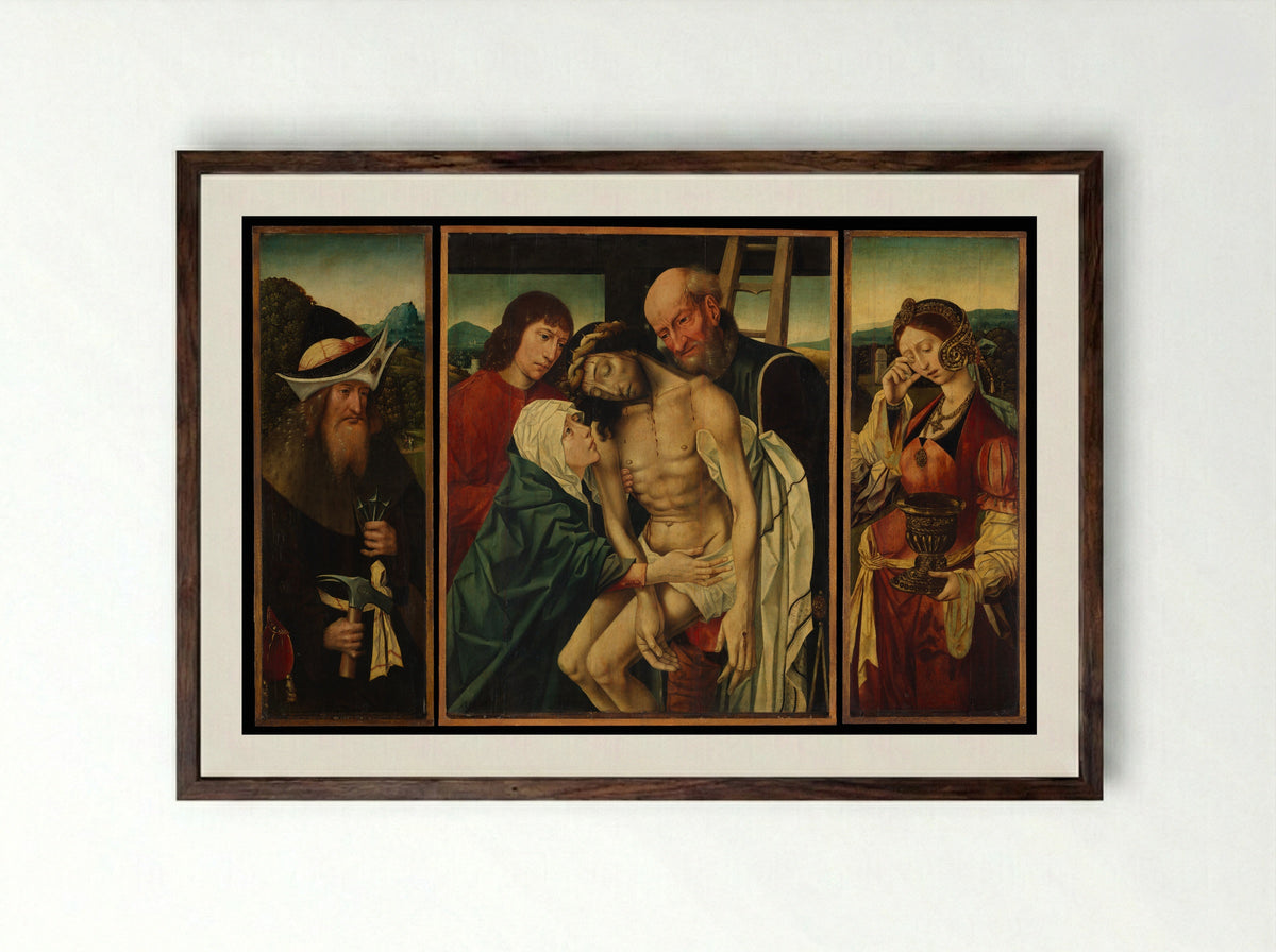 The Descent from the Cross - Master of the Holy Blood - Framed Print Dark Wood
