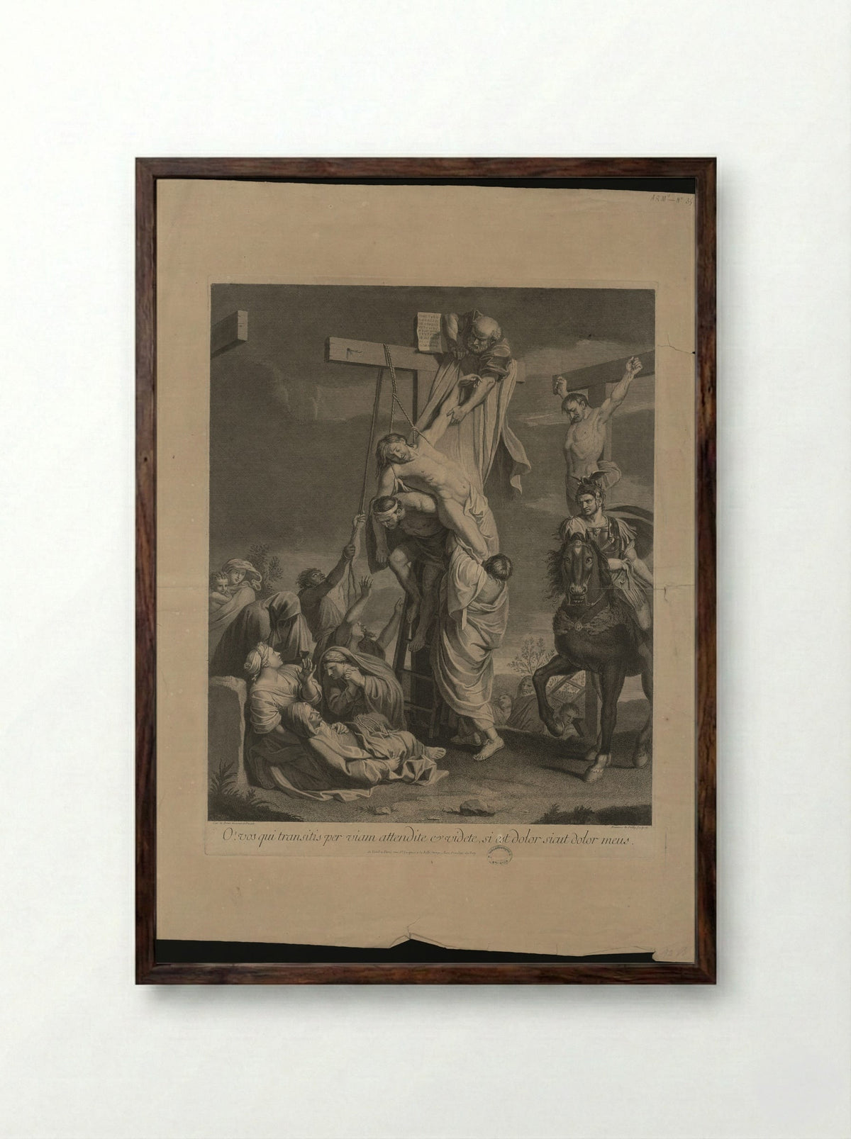 The Descent from the Cross - François de Poilly (I) - Framed Print Dark Wood