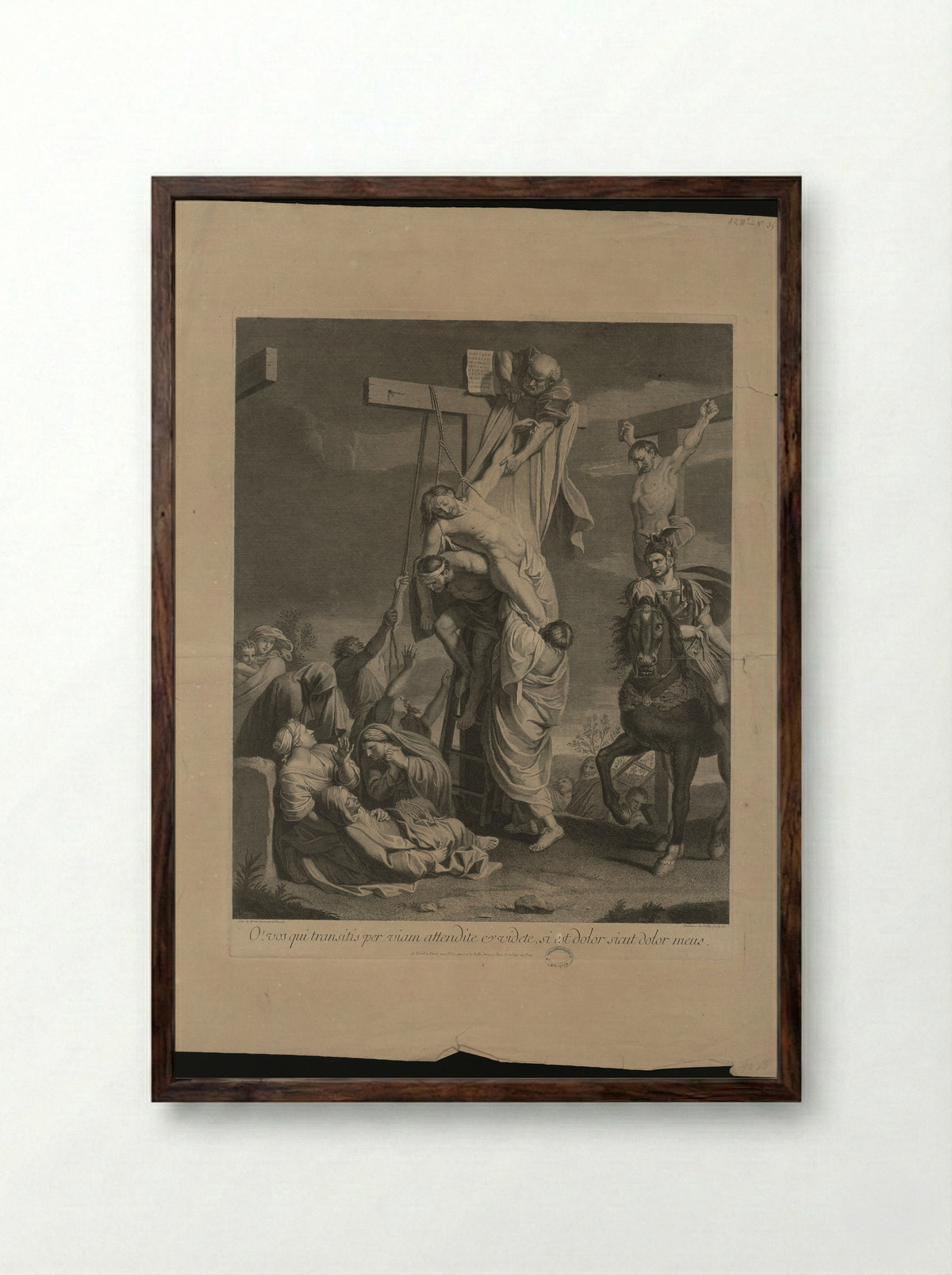 The Descent from the Cross - François de Poilly (I) - Framed Print Dark Wood