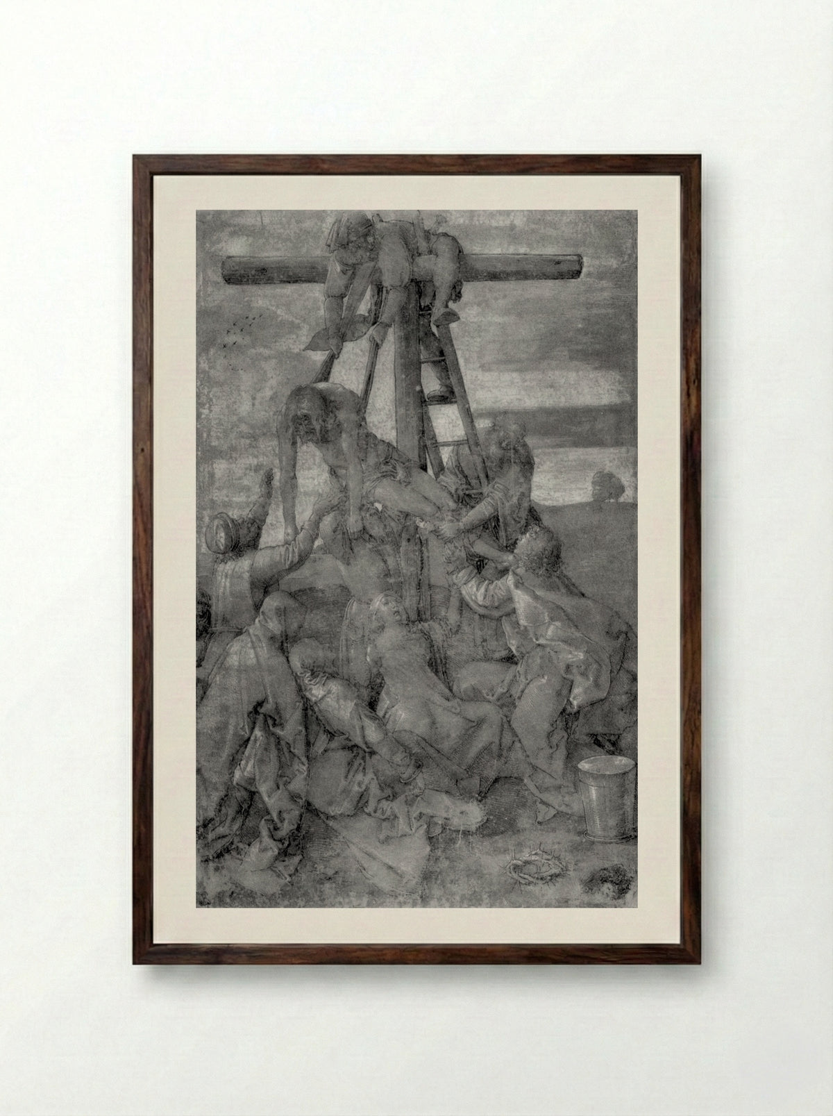 The Descent from the Cross - Albrecht Dürer - Framed Print Dark Wood