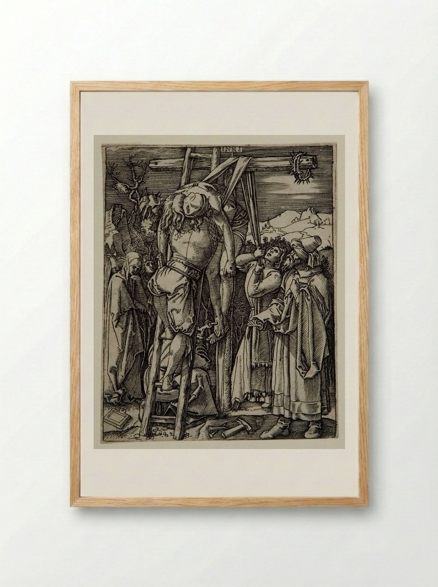 The Descent from the Cross - Marcantonio Raimondi - Framed Print Wood