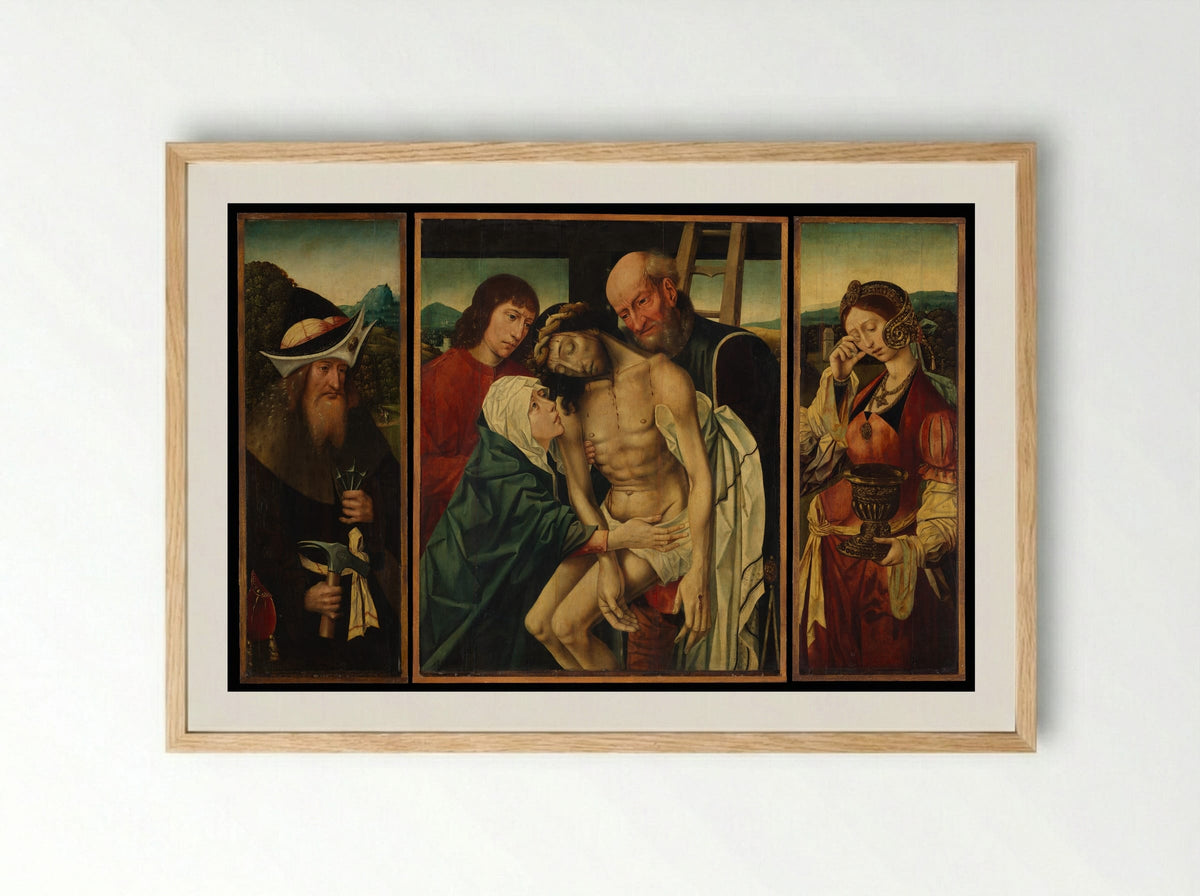 The Descent from the Cross - Master of the Holy Blood - Framed Print Wood