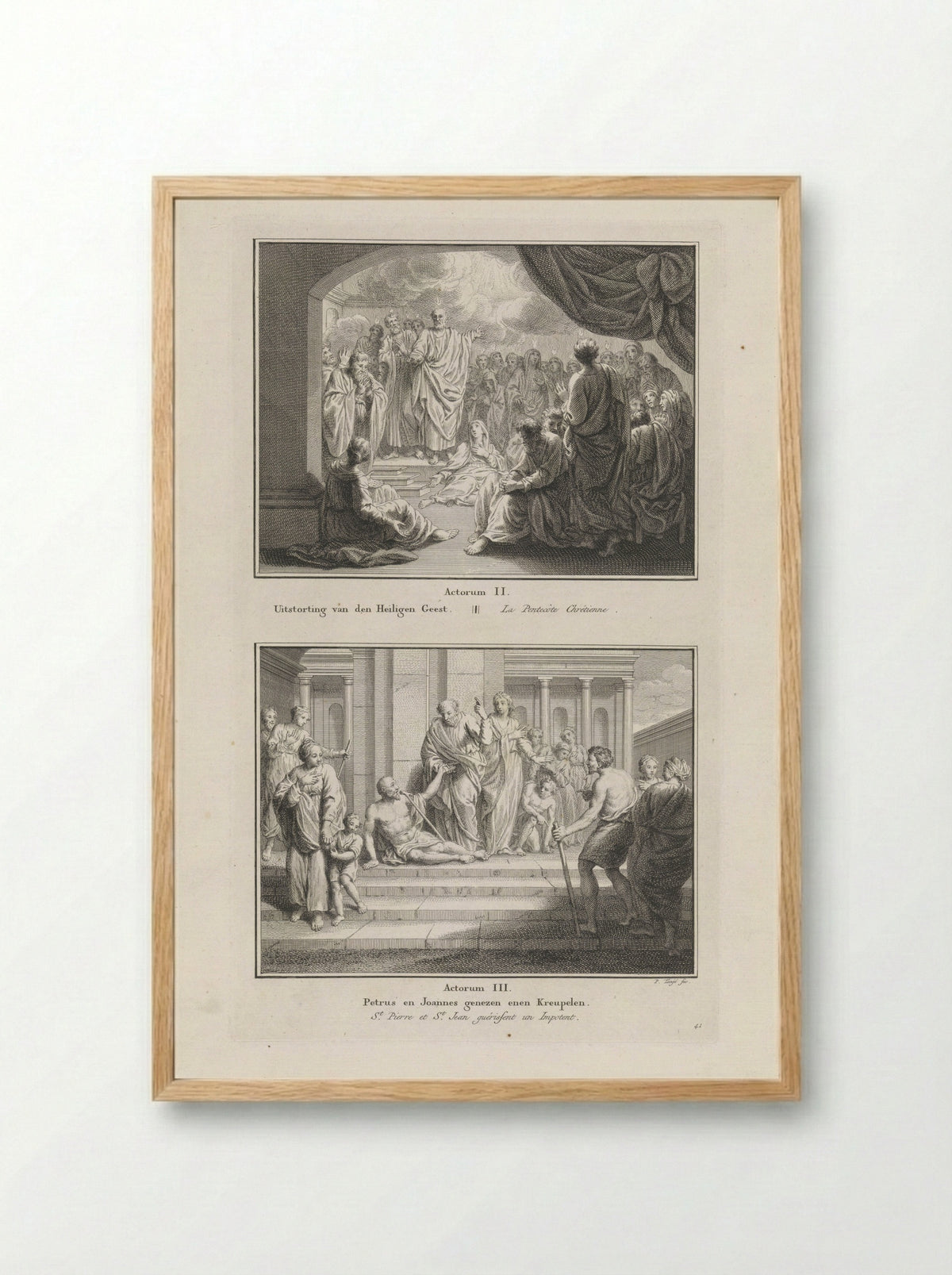 The Descent of the Holy Spirit and The Healing of the Lame Man - Samuel & Joannes Luchtmans - Framed Print Wood