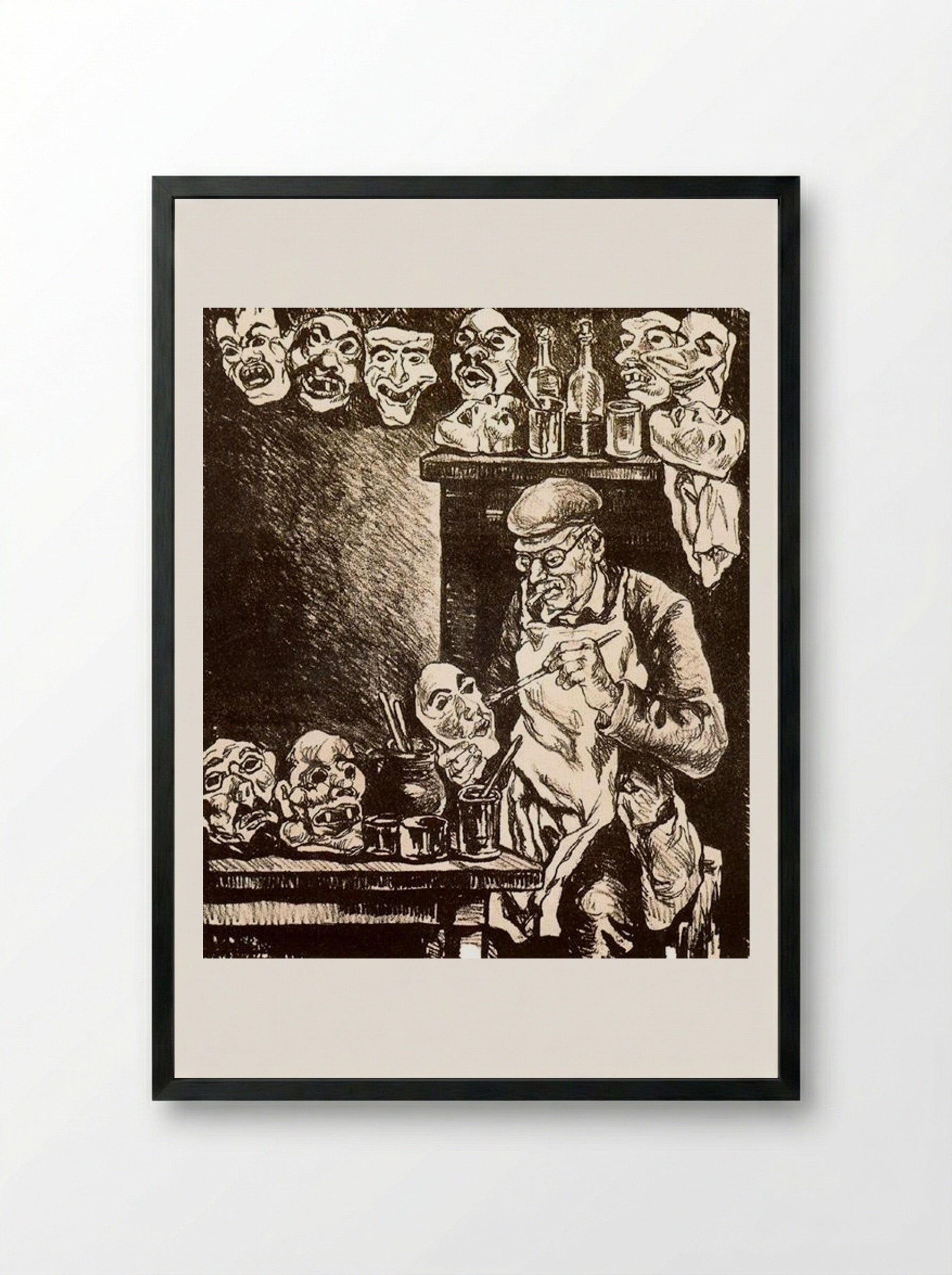 The Designer of Masks - José Gutiérrez Solana - Framed Print Black