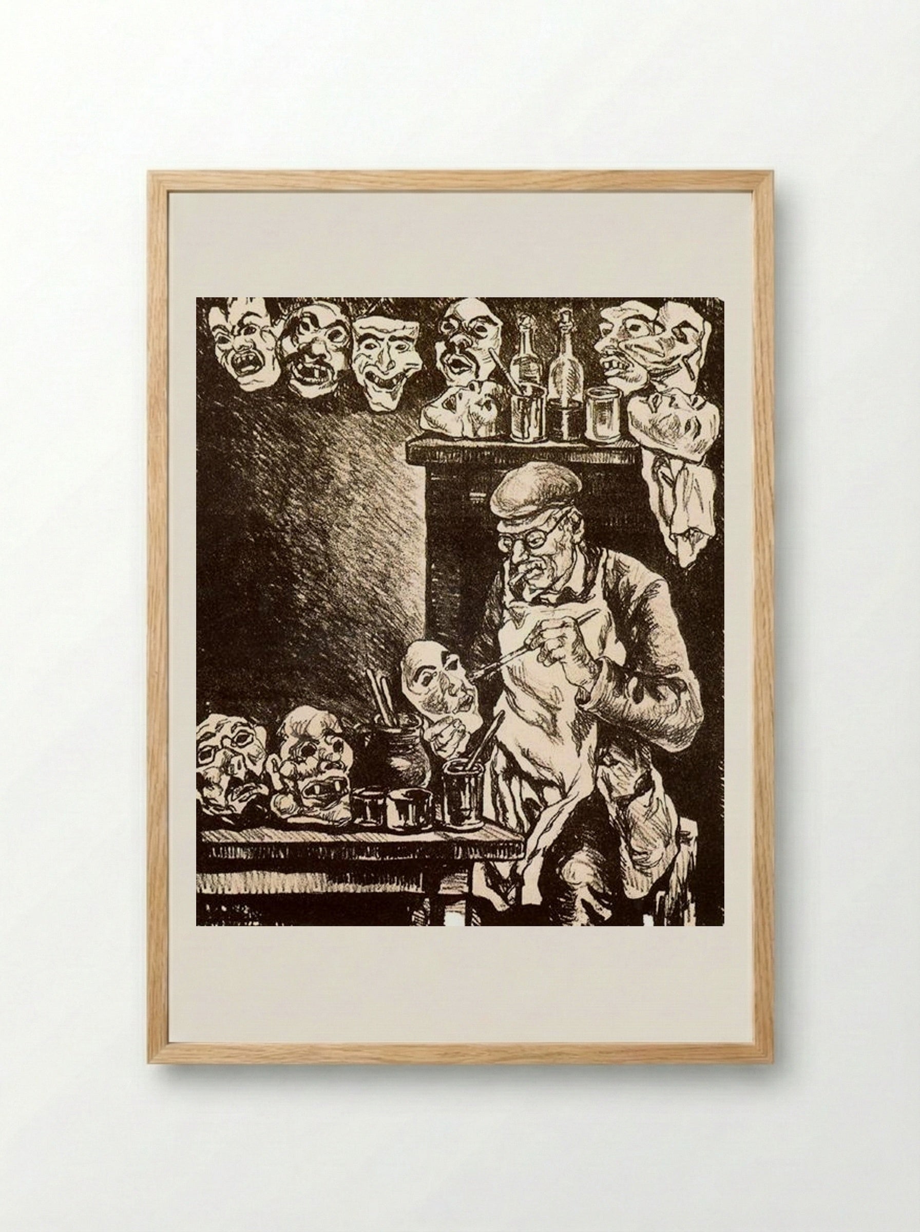 The Designer of Masks - José Gutiérrez Solana - Framed Print Wood