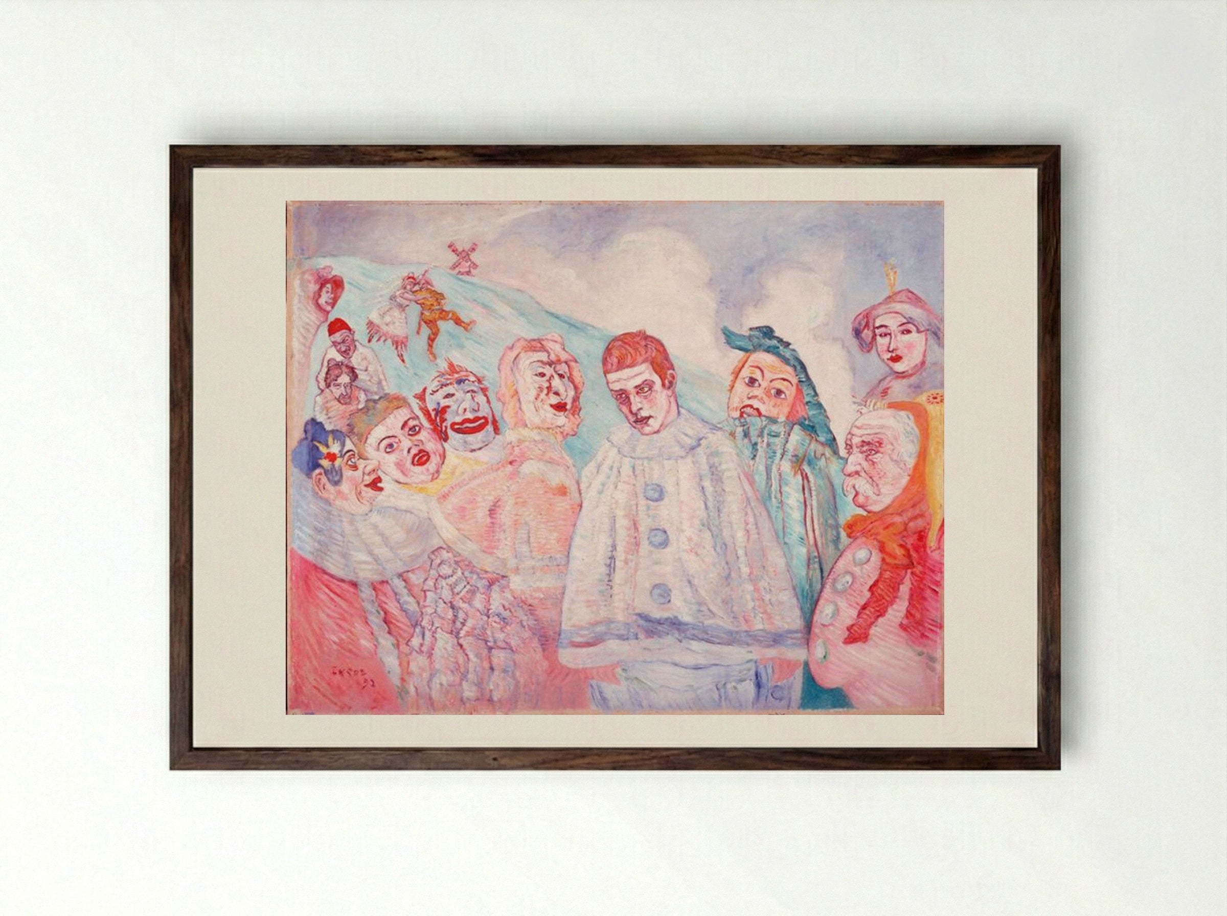 The Despair of Pierrot - James Ensor - Framed Print Dark Wood