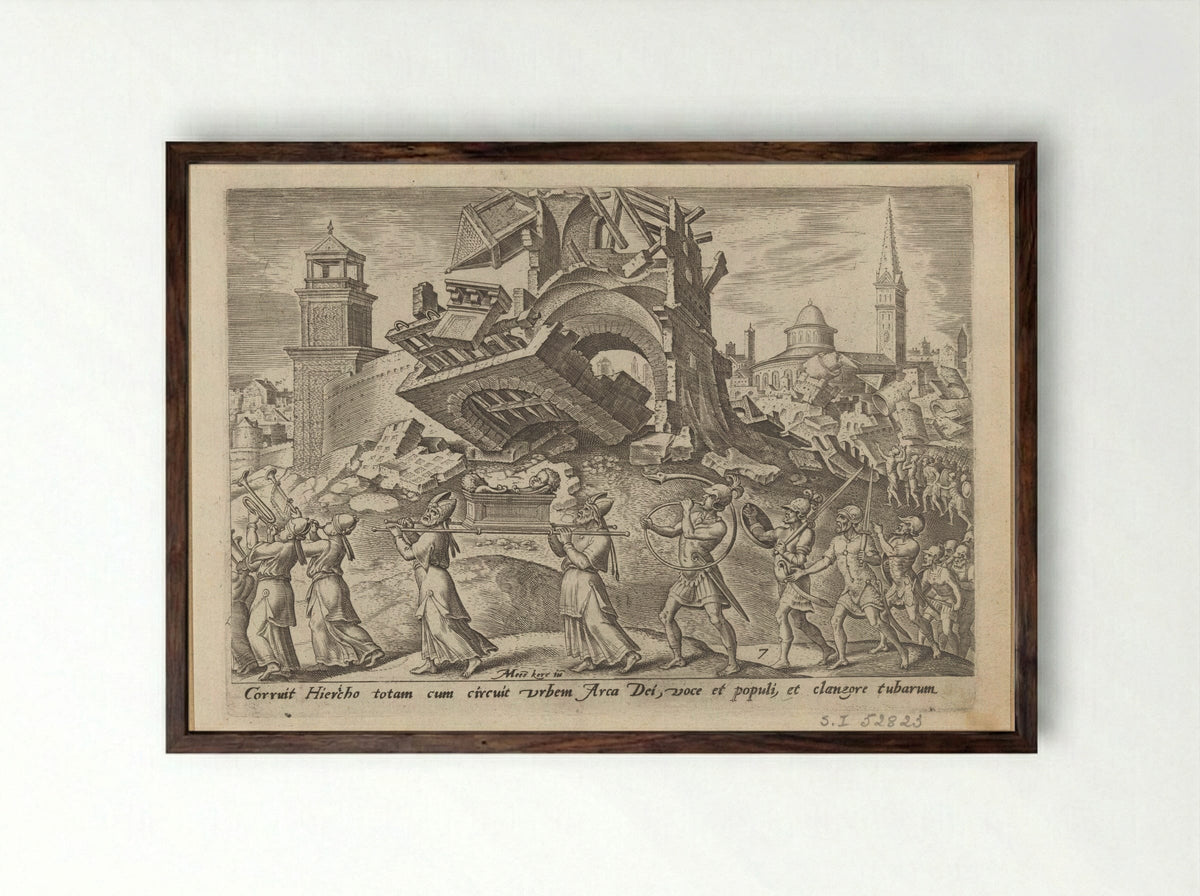 The Destruction of Jericho - Philips Galle - Framed Print Dark Wood
