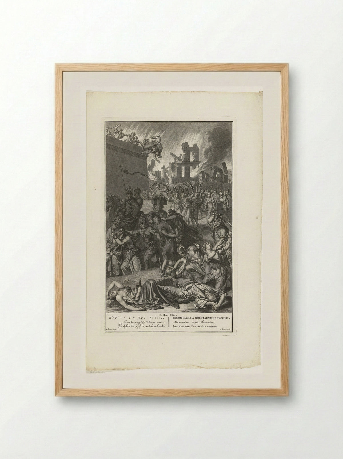 The Destruction of Jerusalem by Nebuzaradan - Pieter de Hondt - Framed Print Wood