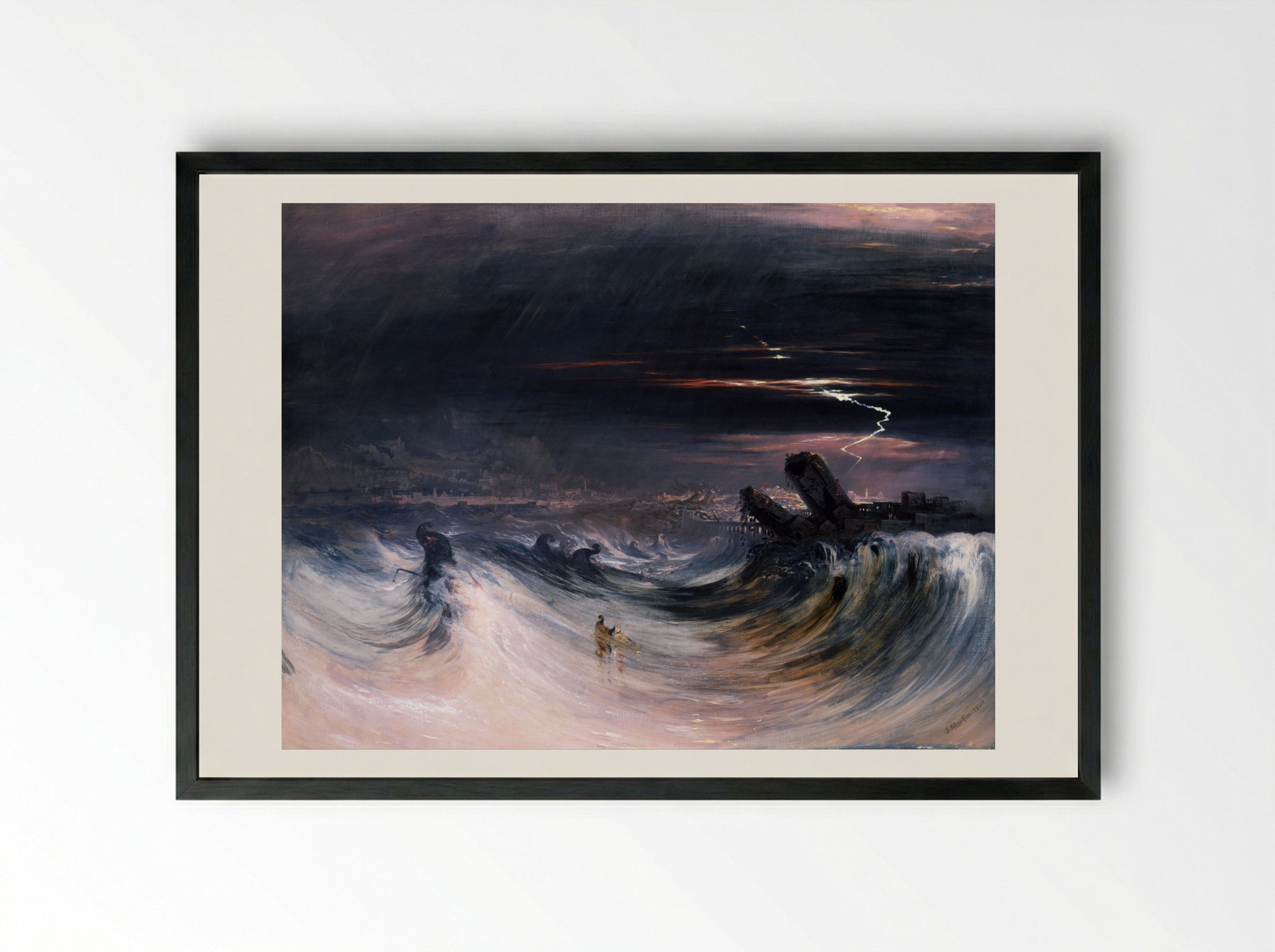 The Destruction of Tyre - John Martin - Framed Print Black