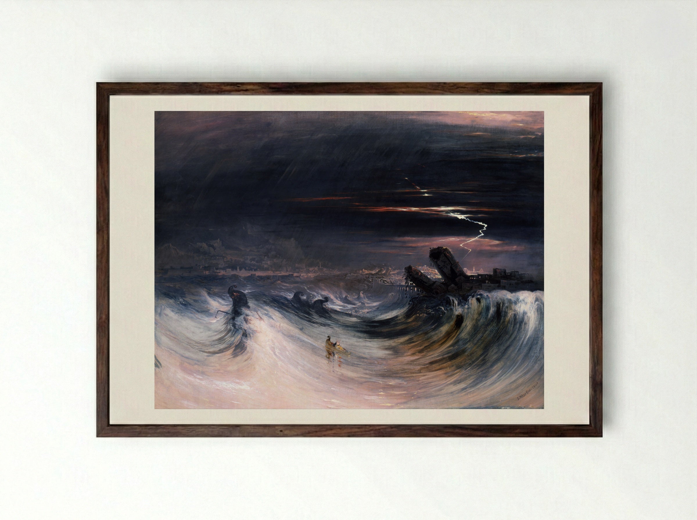 The Destruction of Tyre - John Martin - Framed Print Dark Wood