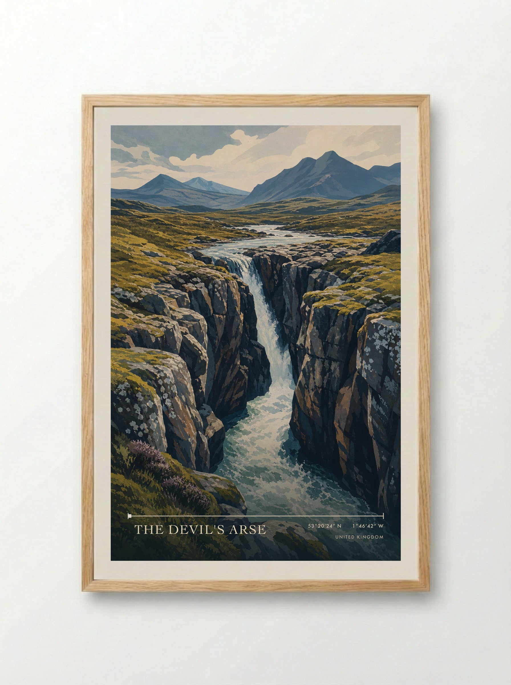 The Devil's Arse United Kingdom Travel Poster - Framed Print Wood