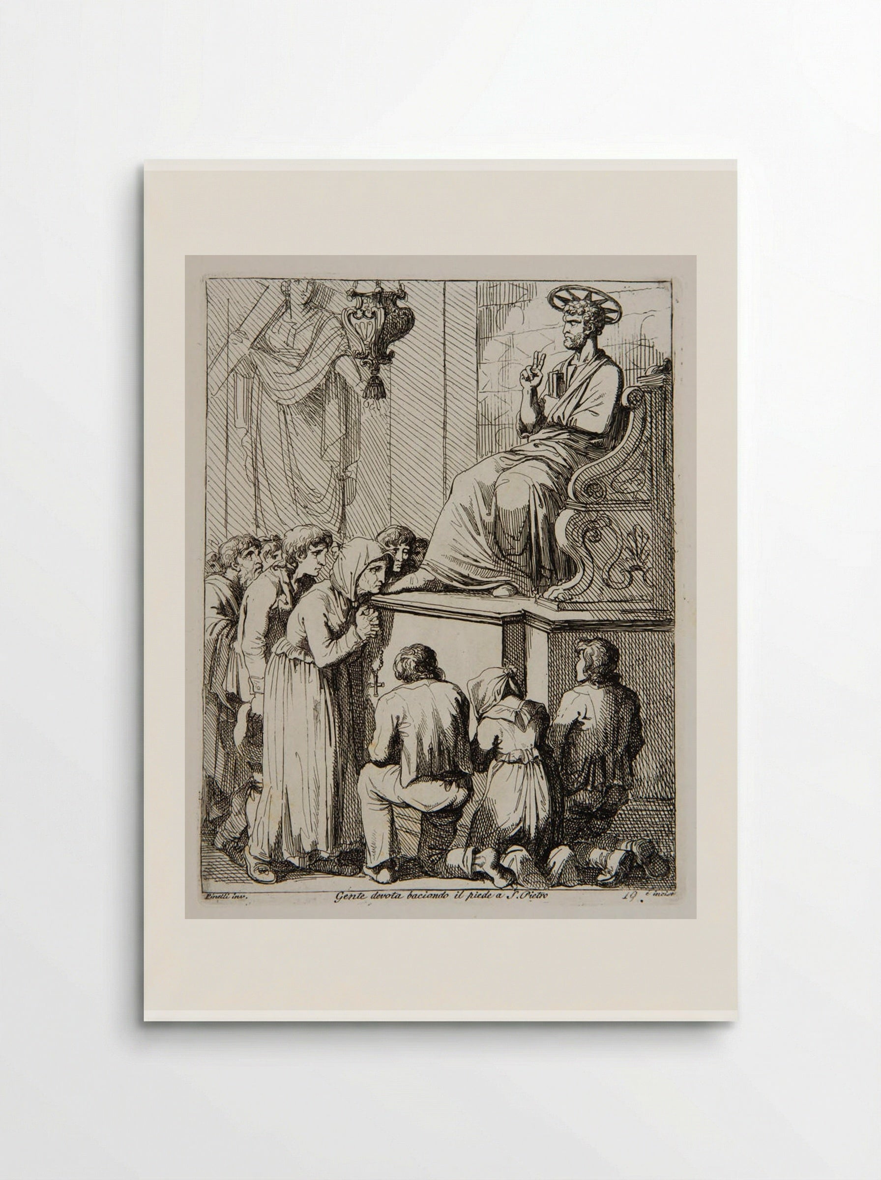 The Devoted Kissing the Feet of Saint Peter - Bartolomeo Pinelli - Poster