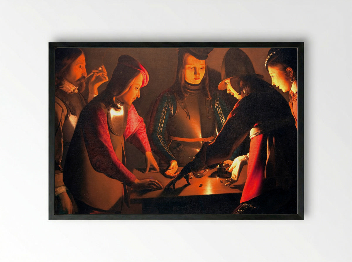 The Dice Players - Georges de la Tour - Framed Print Black