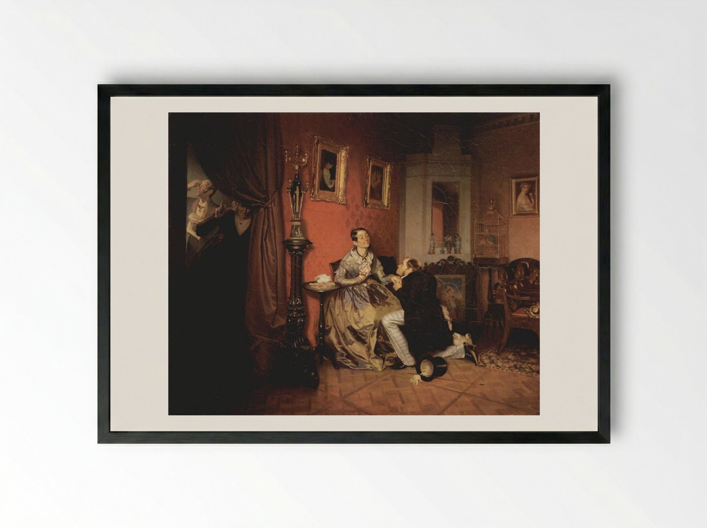 The Difficult Bride - Pavel Fedotov - Framed Print Black