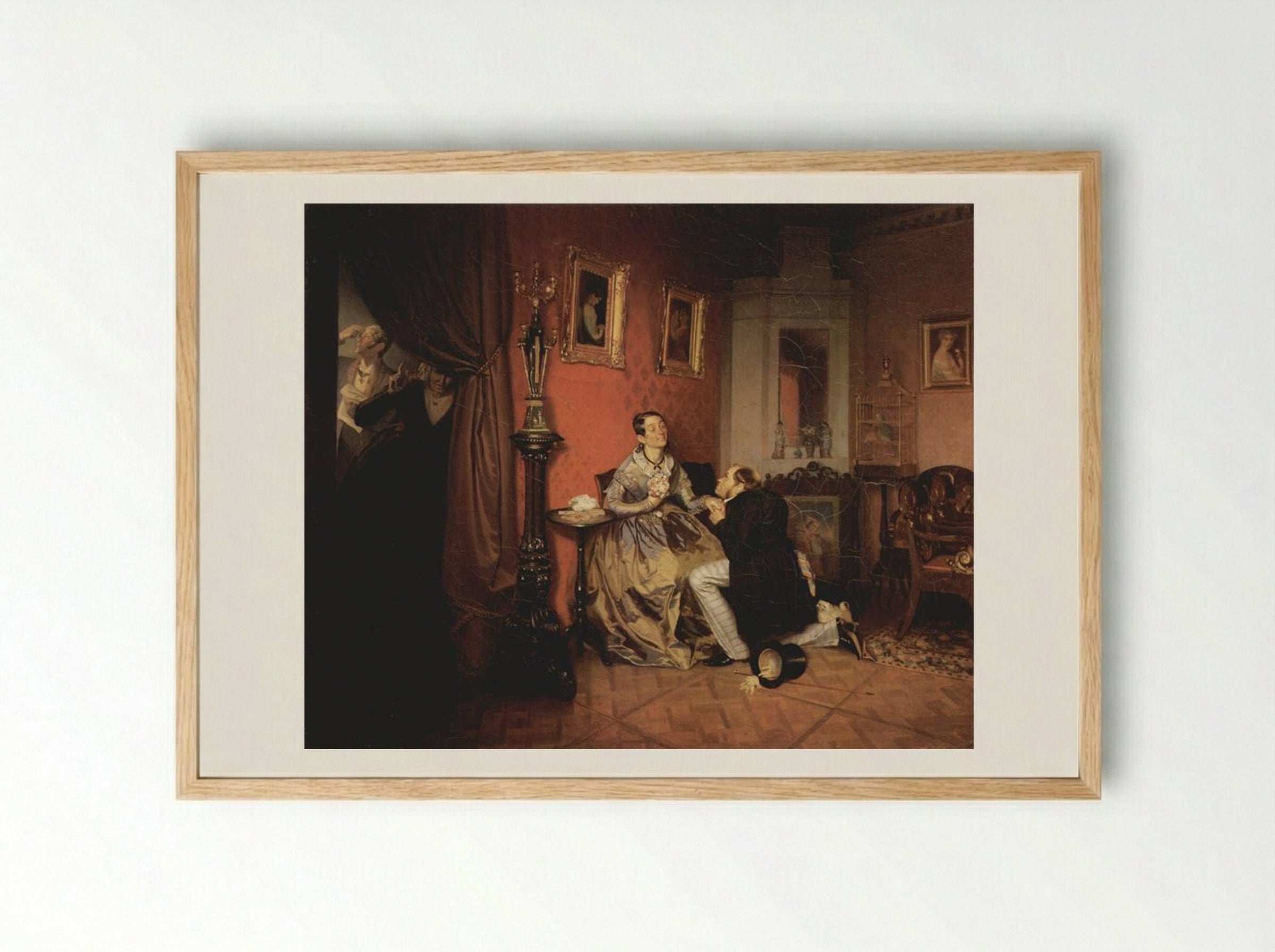 The Difficult Bride - Pavel Fedotov - Framed Print Wood