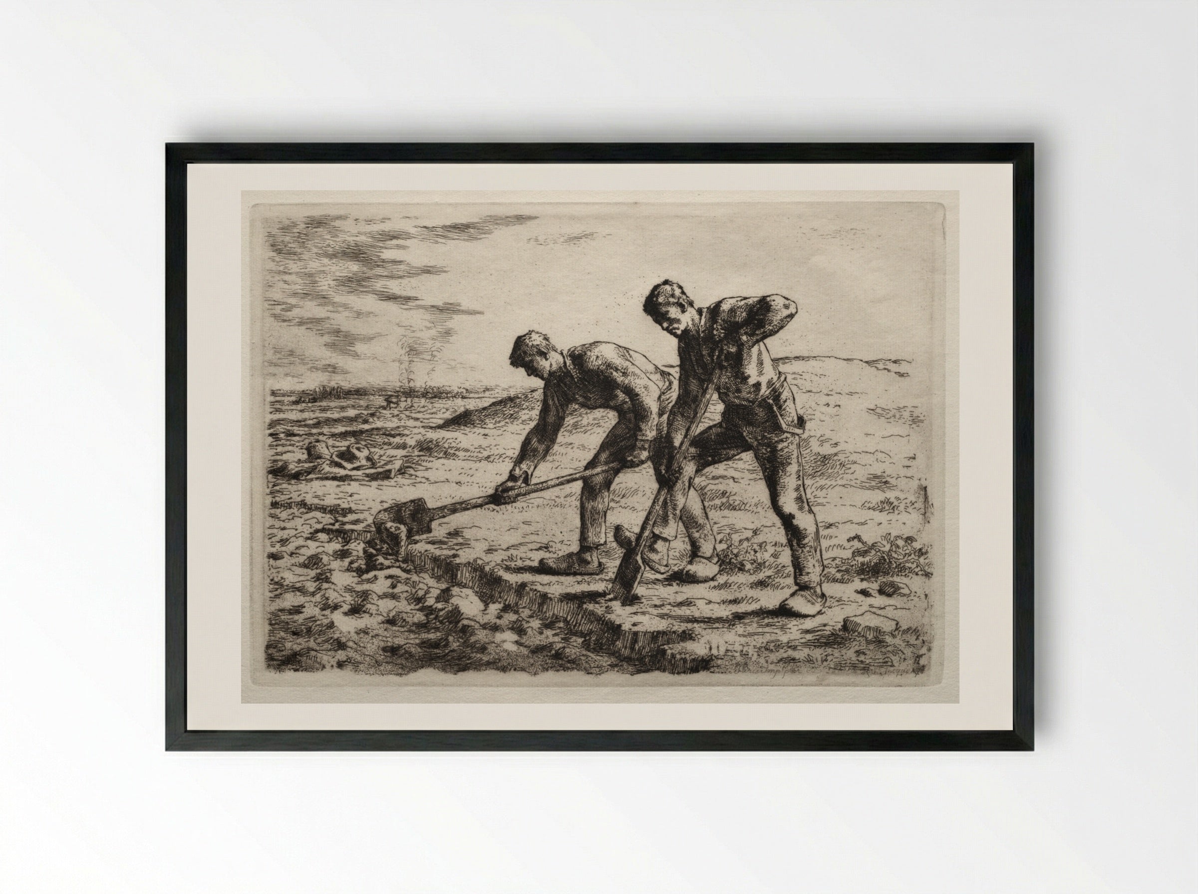 The Diggers - Jean-François Millet - Framed Print Black