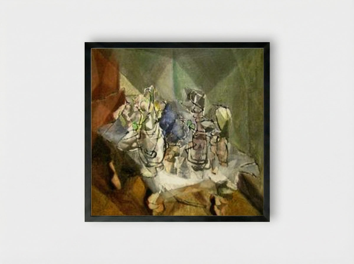 The Dining Table - Jacques Villon - Framed Print Black