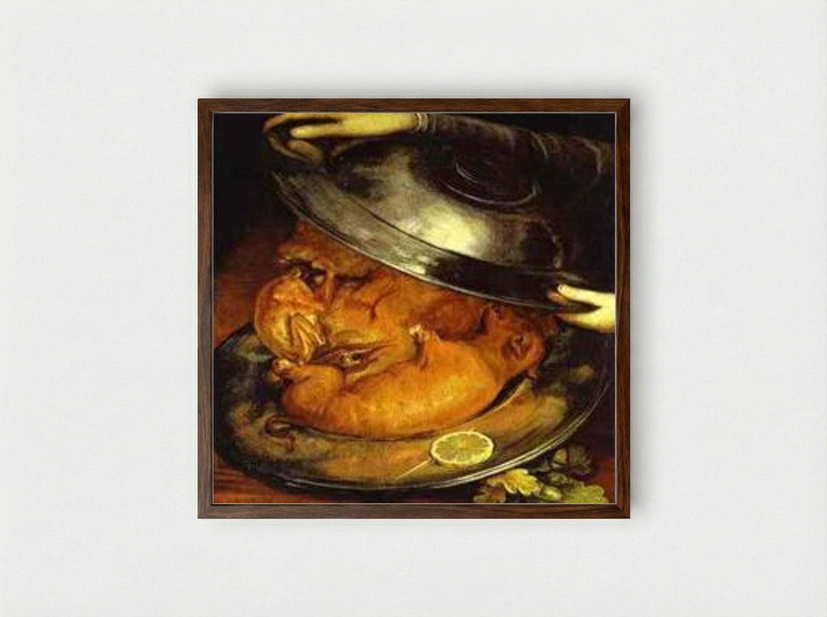 The Dinner - Giuseppe Arcimboldo - Framed Print Dark Wood