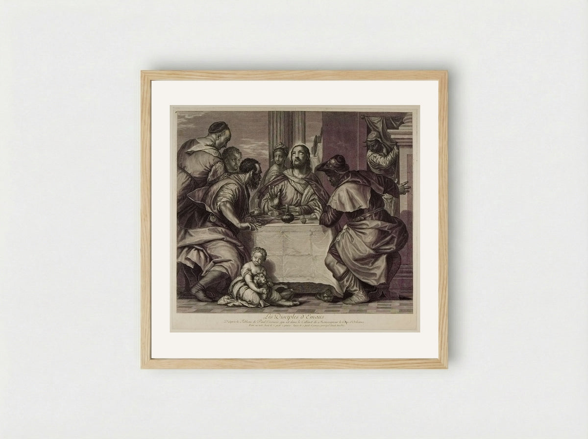 The Disciples at Emmaus - Claude Augustin Duflos - Framed Print Wood