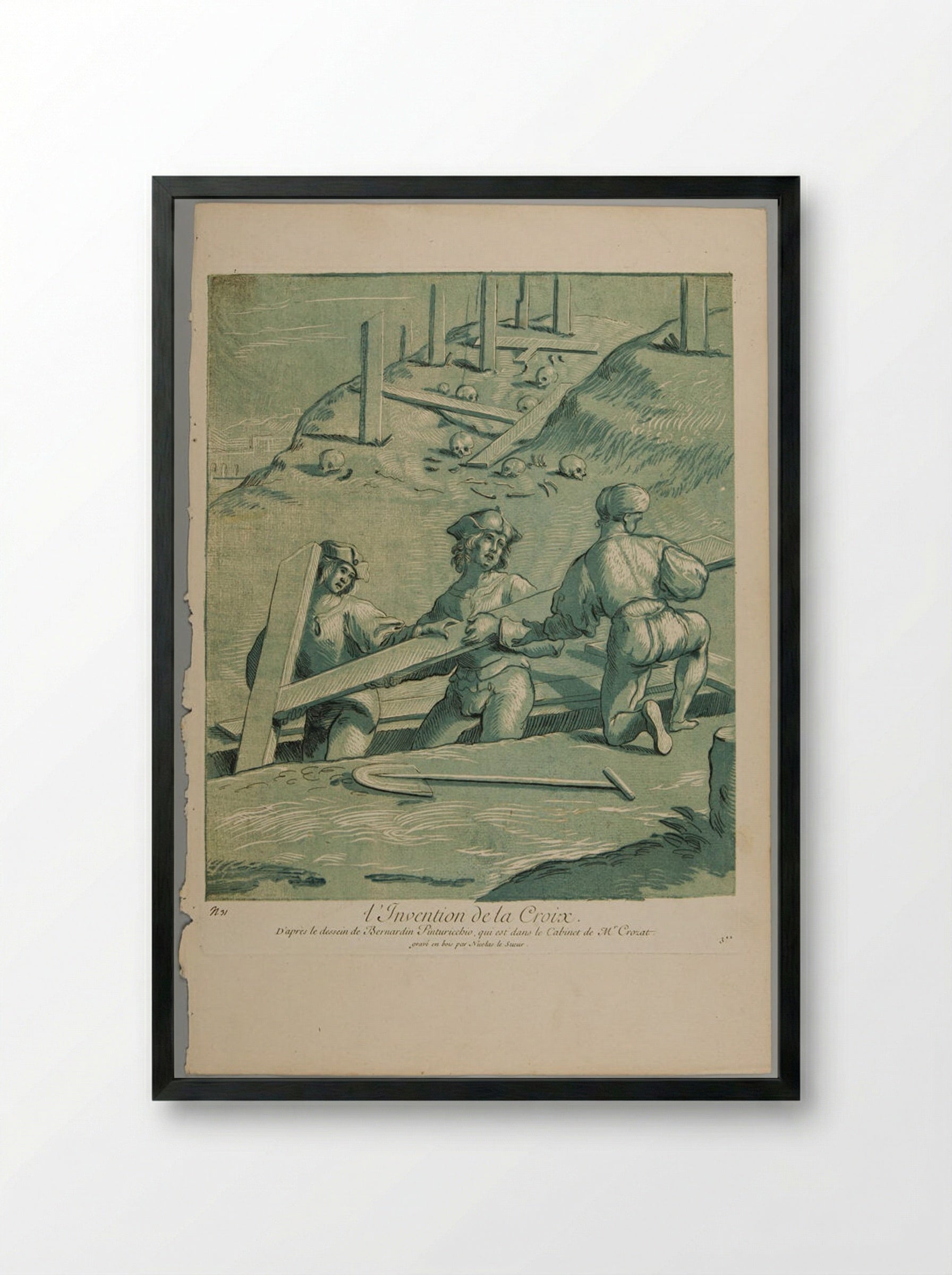 The Discovery of the Cross - Nicolas Le Sueur - Framed Print Black