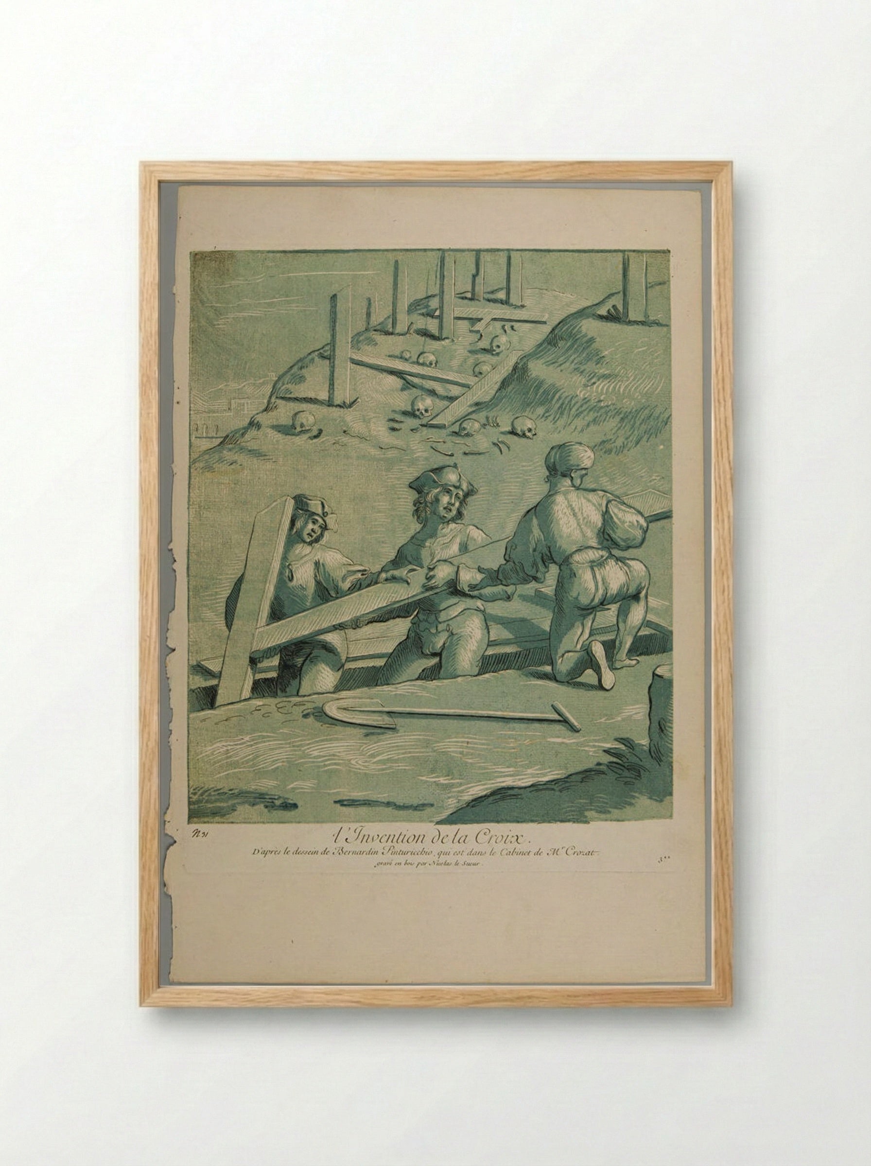 The Discovery of the Cross - Nicolas Le Sueur - Framed Print Wood
