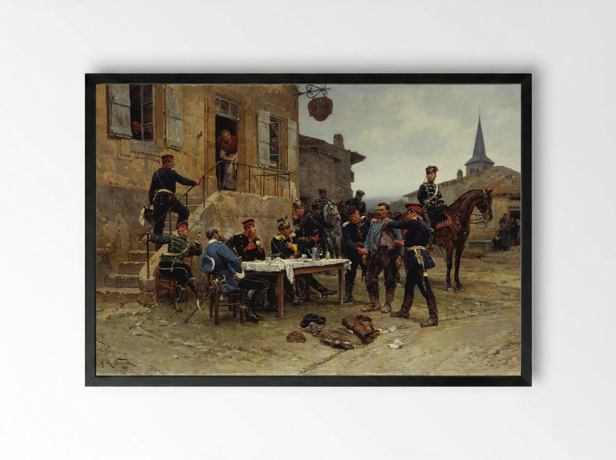 The Dispatch-Bearer - Alphonse-Marie-Adolphe de Neuville - Framed Print Black